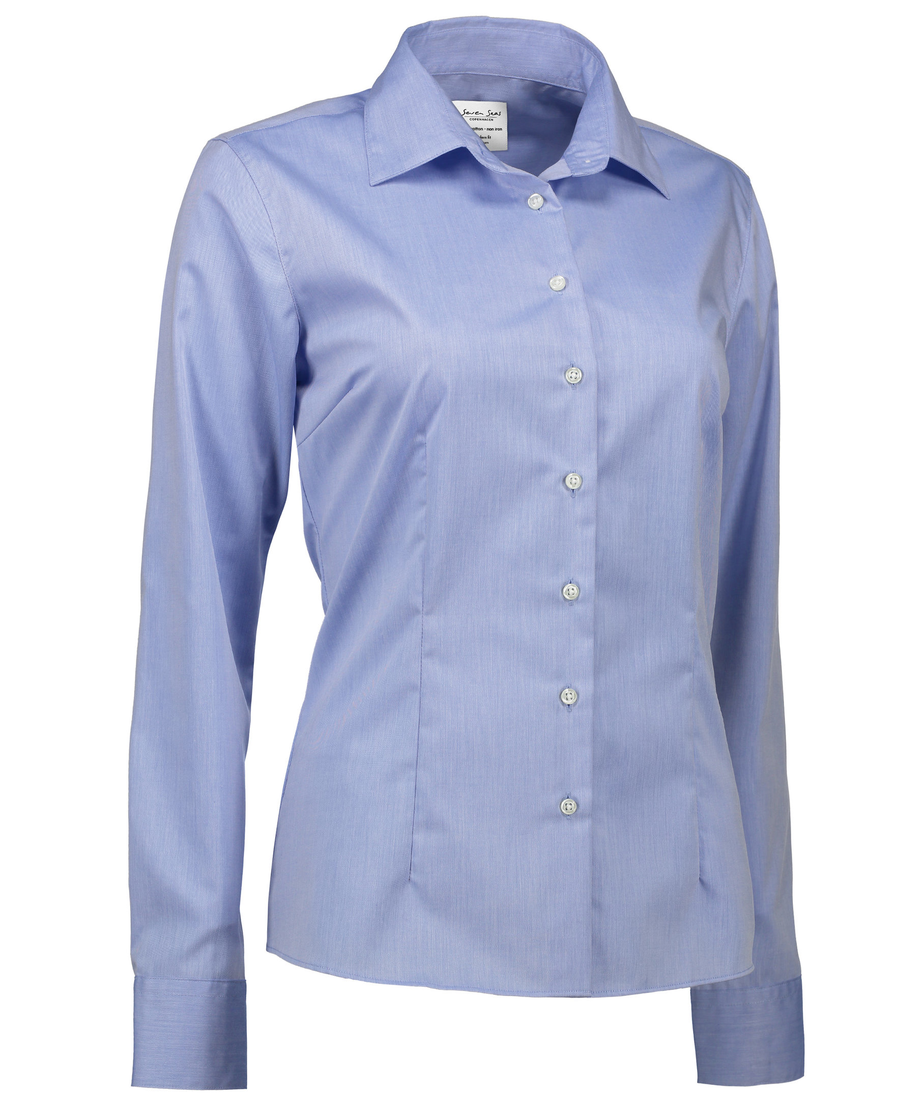 Seven Seas Fine Twill Modern fit skjorta dam, Ljusbl&aring;, large image number 2