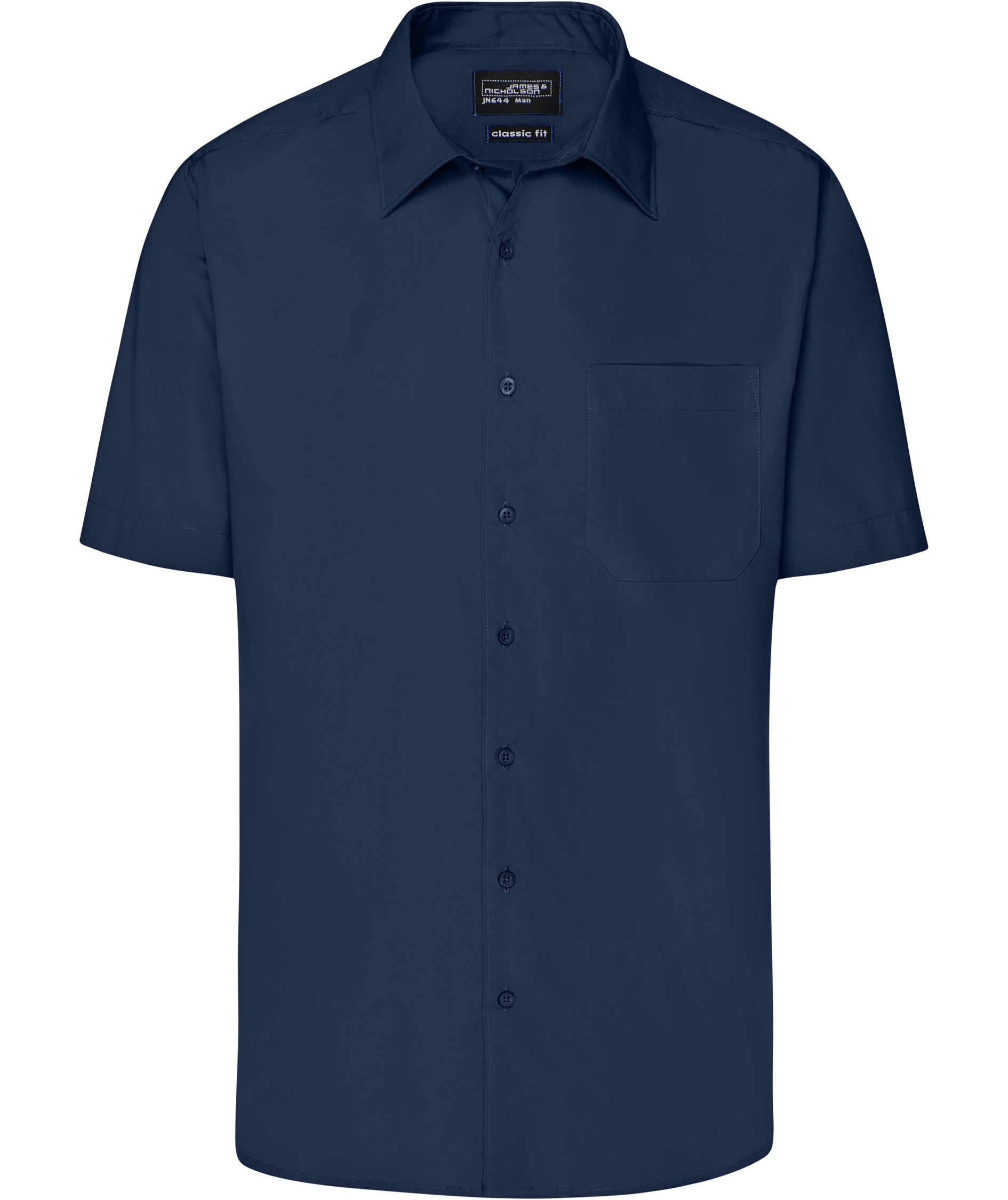 James & Nicholson classic fit kort&auml;rmad skjorta, Navy
