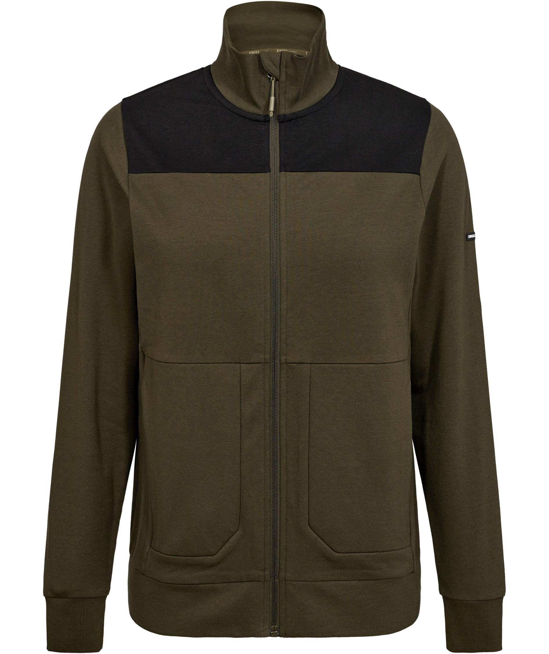 Engel Entire dame sweat cardigan, Forest Green/Black, Forest Green/Black, swatch