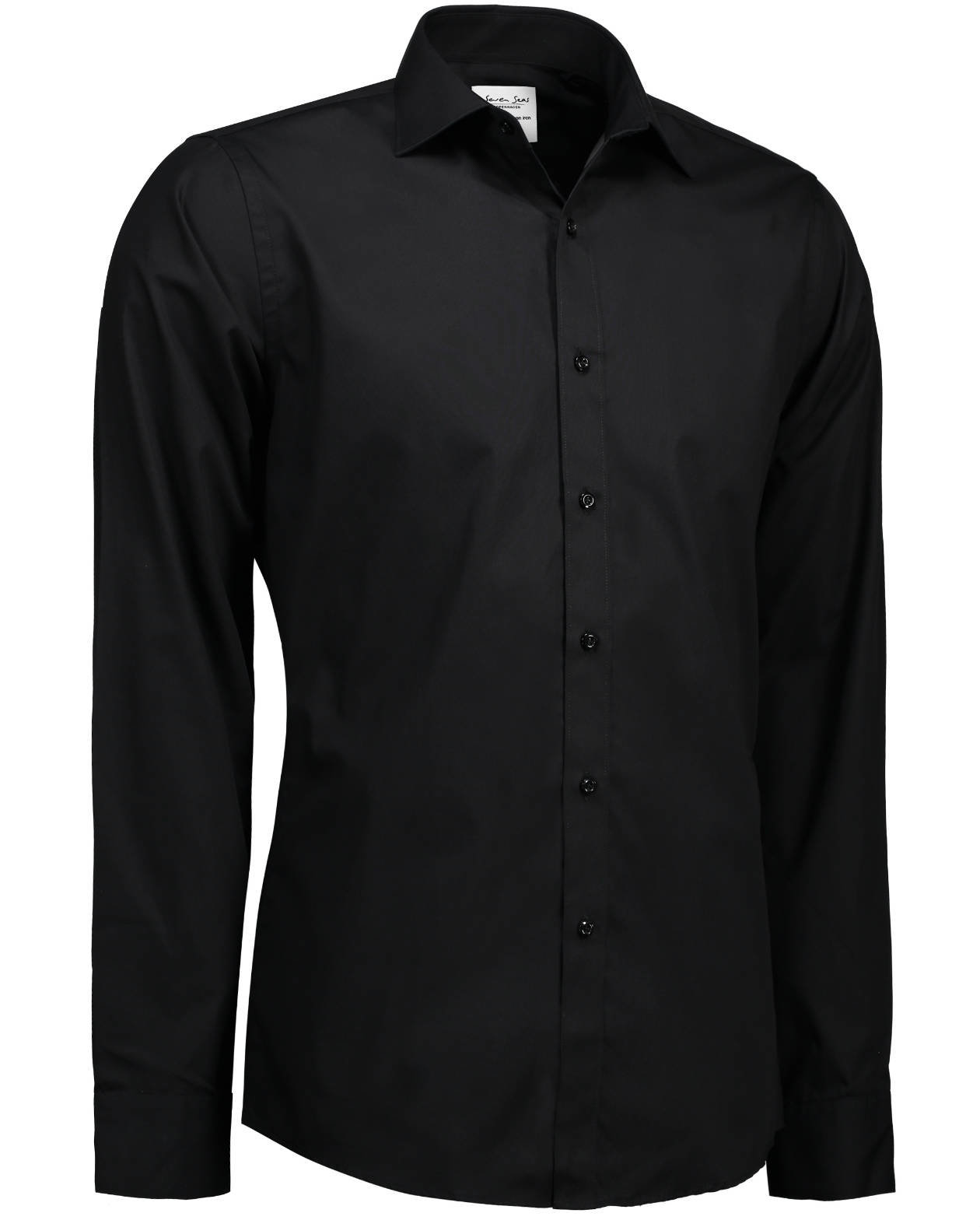 Seven Seas Poplin Slim fit skjorte, Sort, large image number 2