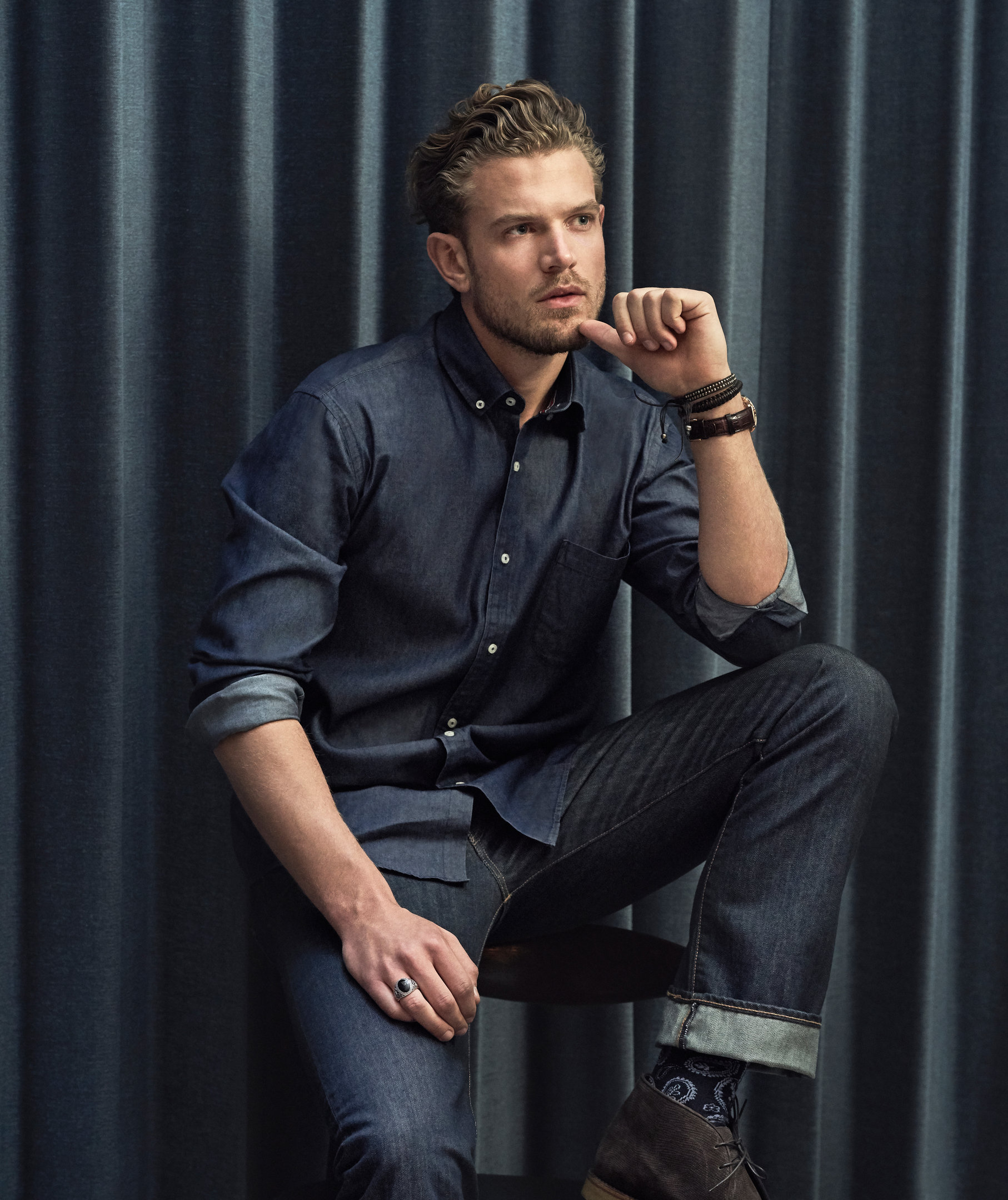 Seven Seas modern fit shirt denim, Indigo Blue, large image number 5