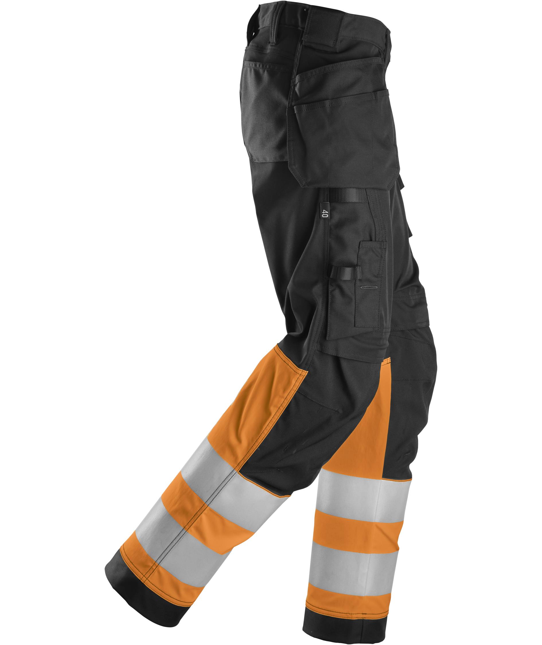 Snickers dame h&aring;ndverksbukse 6734, Svart/Hi-vis Oransje, large image number 2