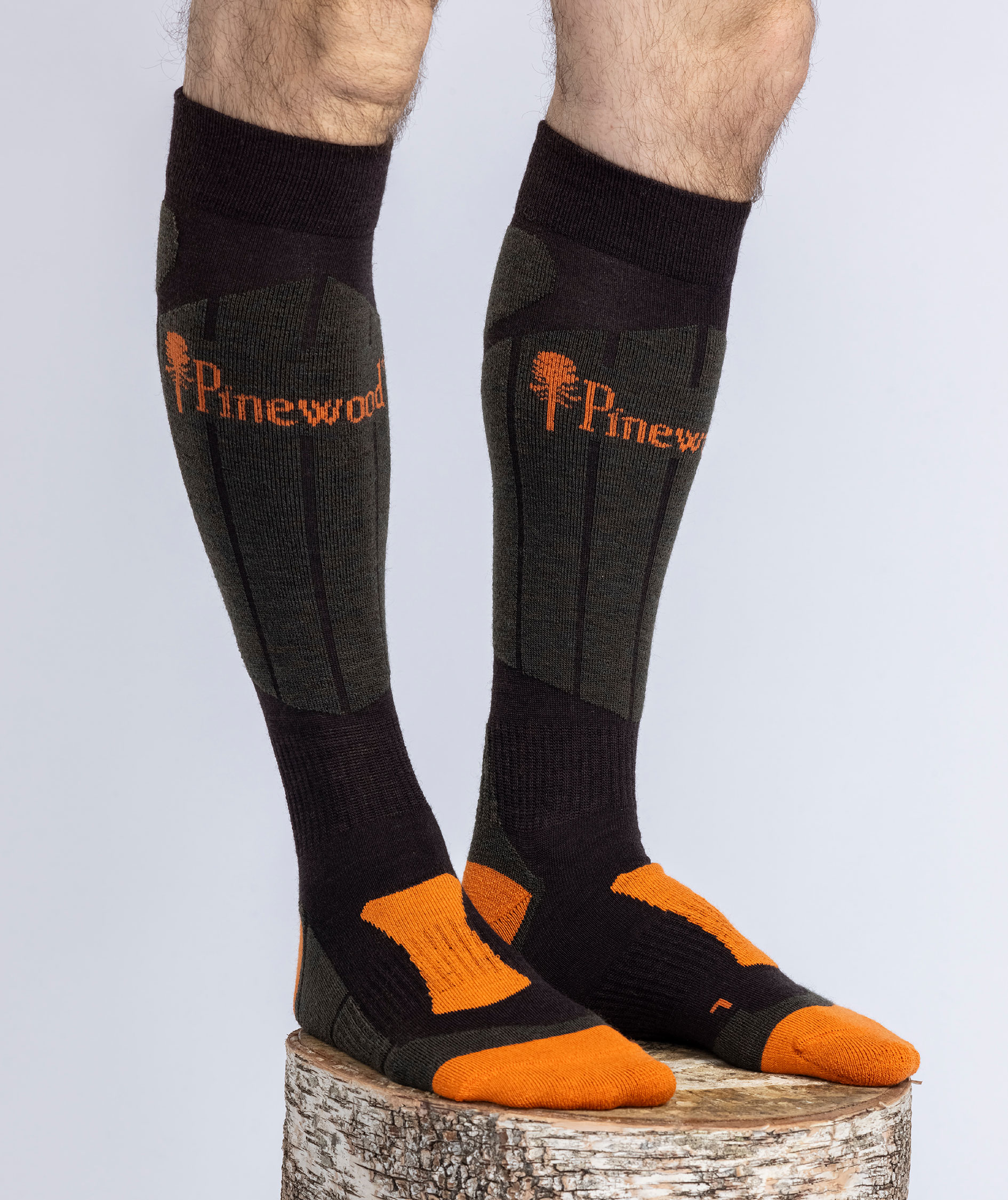 Pinewood Technical lange str&oslash;mper med uld, Dark Green/Green