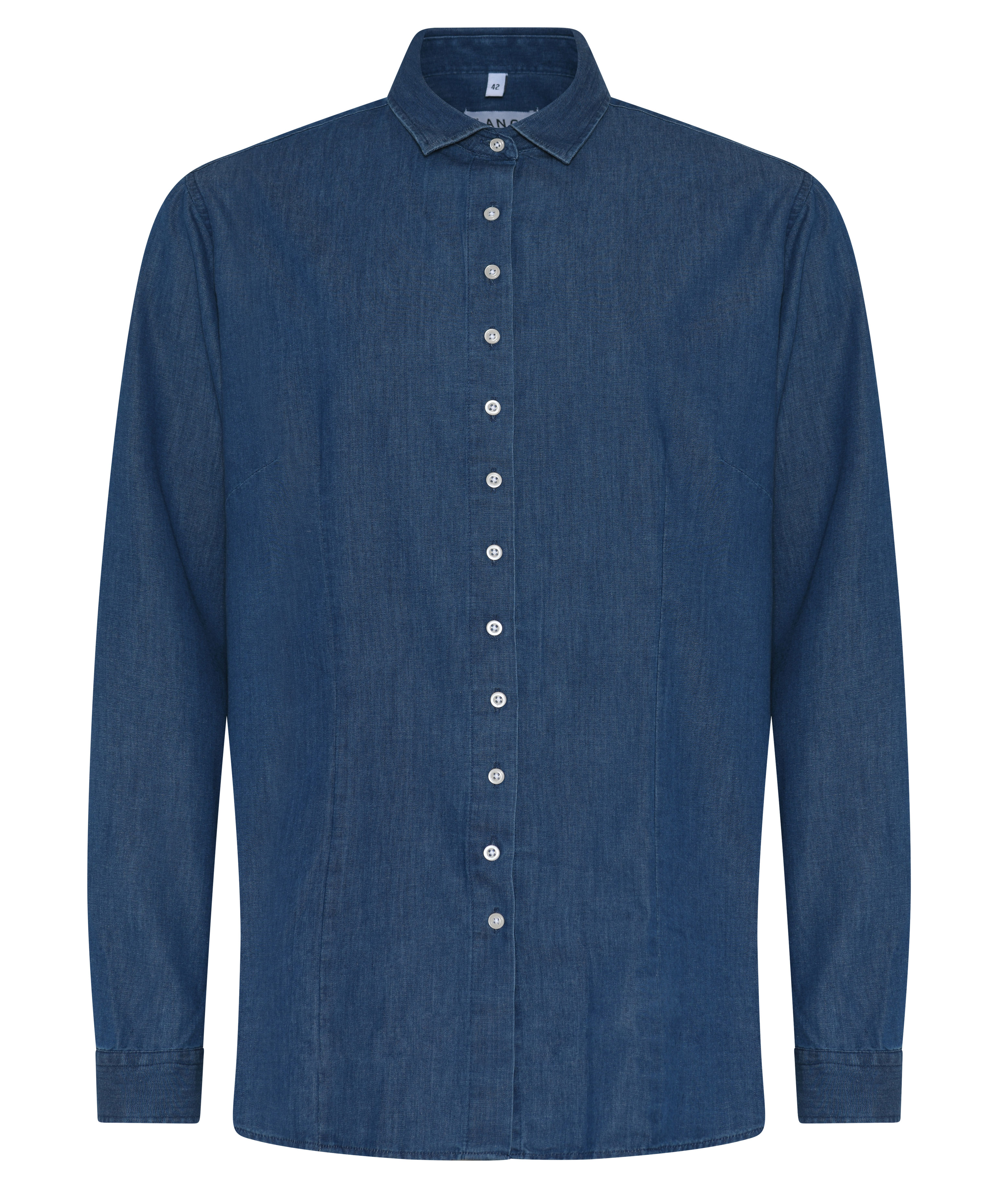 Angli Chambray Curve dameskjorte, Bl&aring;