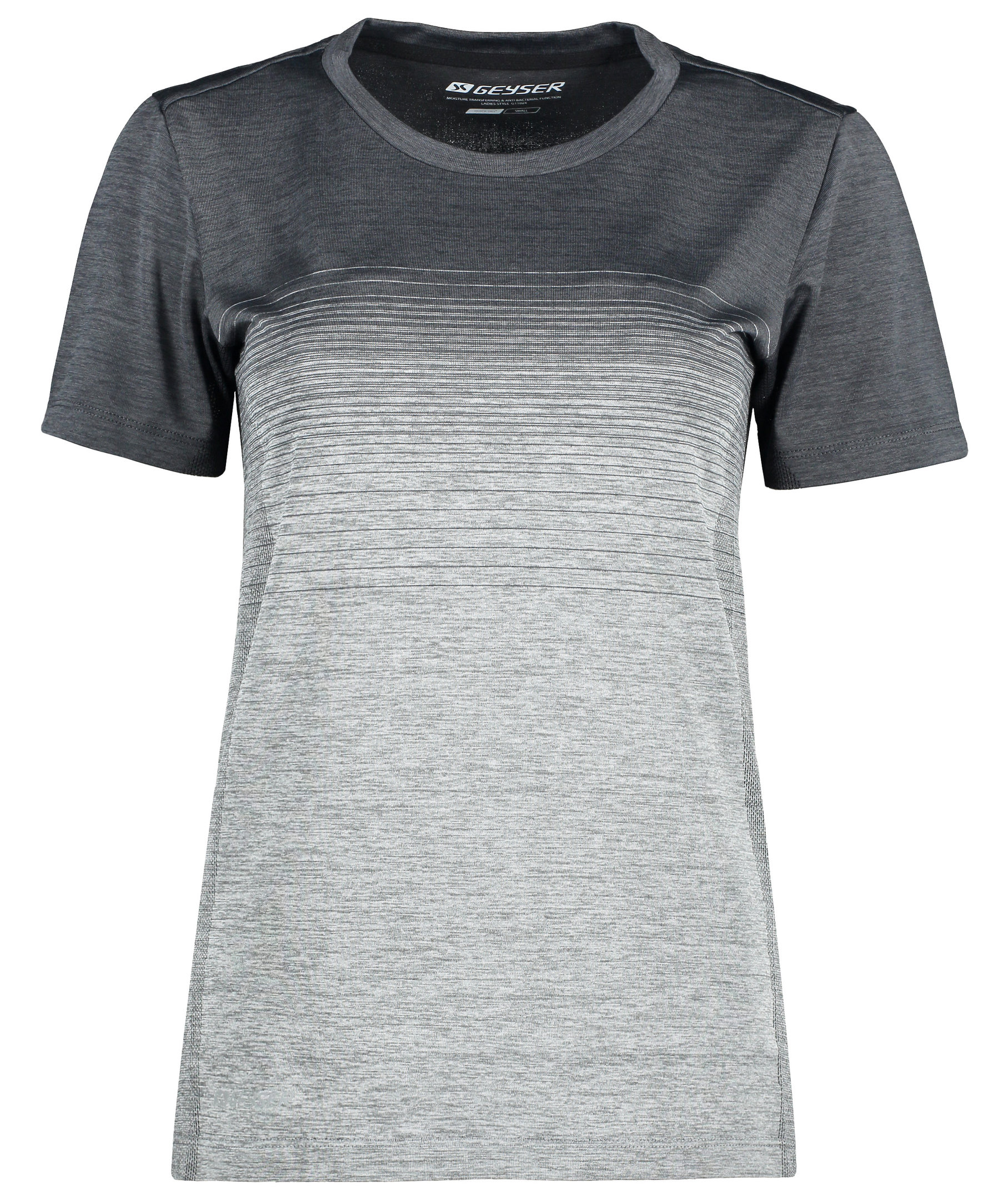 GEYSER seamless stribet dame T-shirt, Anthracite melange