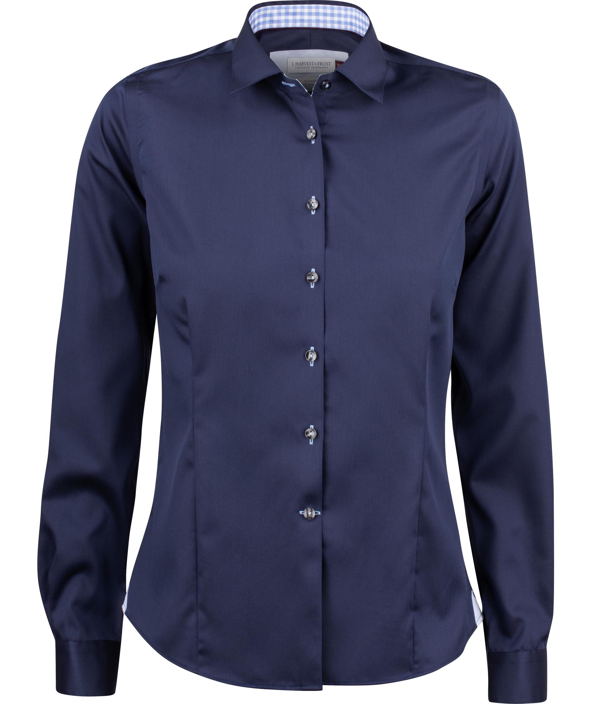 J. Harvest & Frost Twill Red Bow 20 lady fit skjorta, Navy/Sky Blue