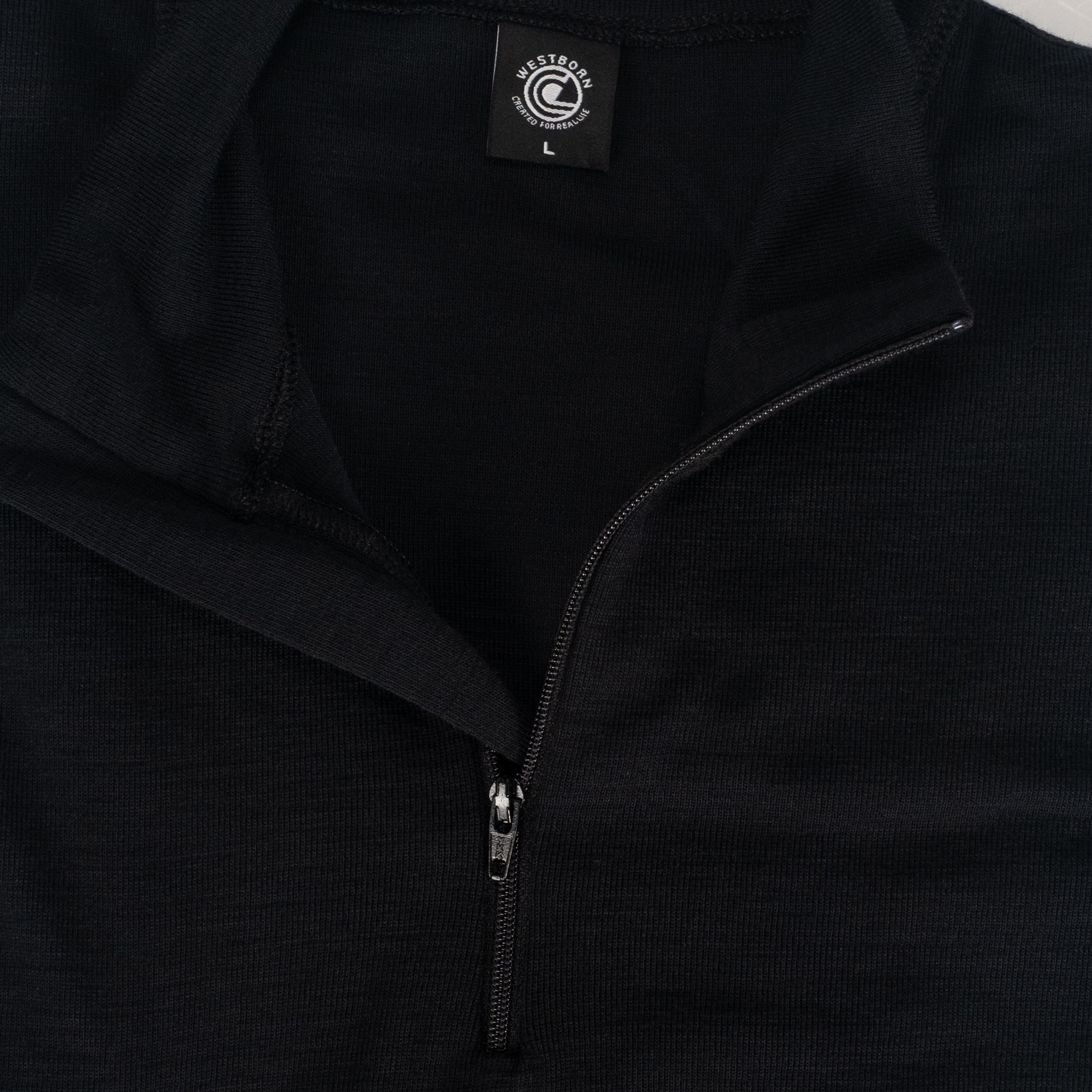 Westborn half zip l&aring;ng&auml;rmad T-shirt med merinoull, Black, large image number 6