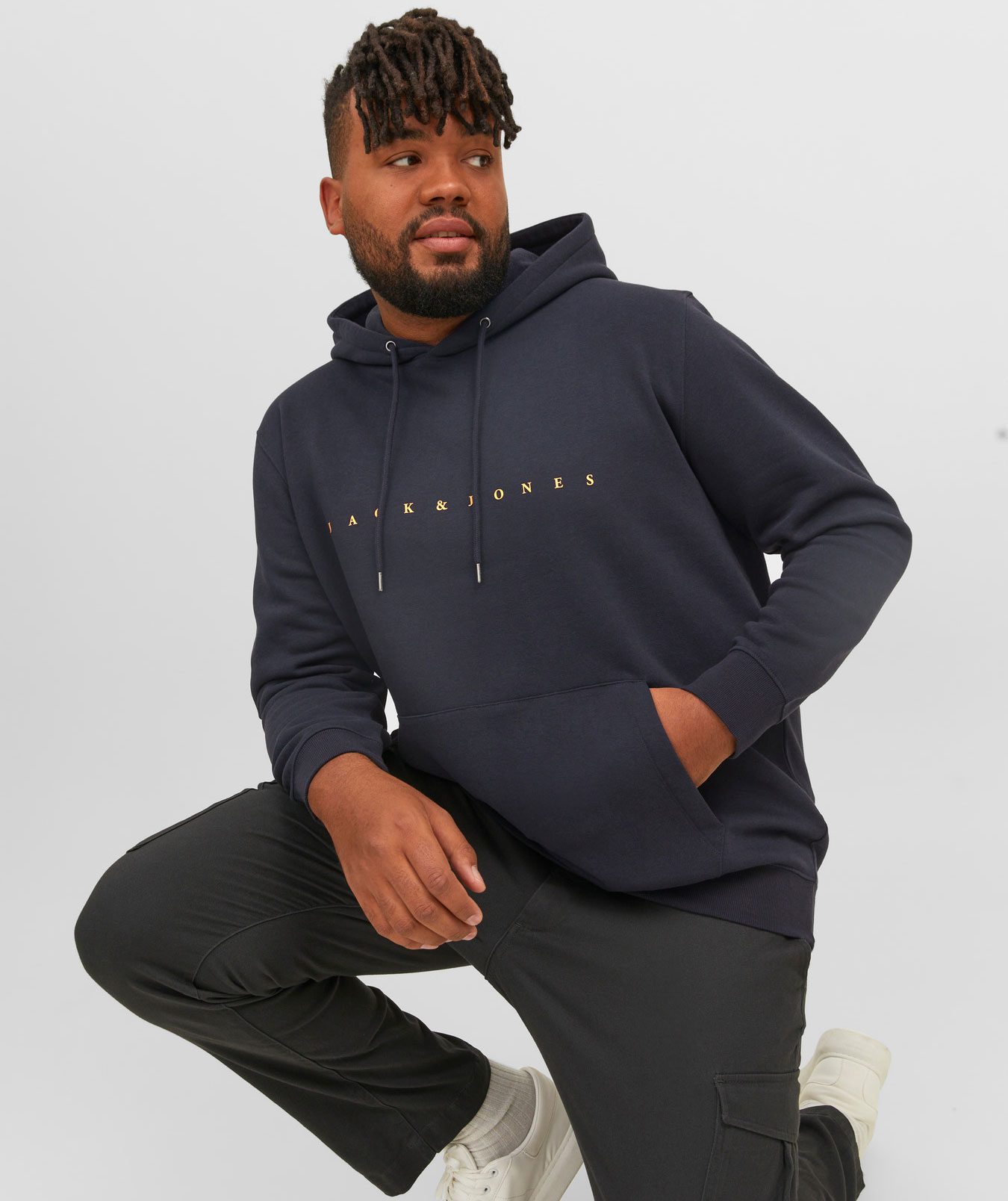 Jack & Jones Plus JJESTAR hoodie, Dark navy, large image number 6