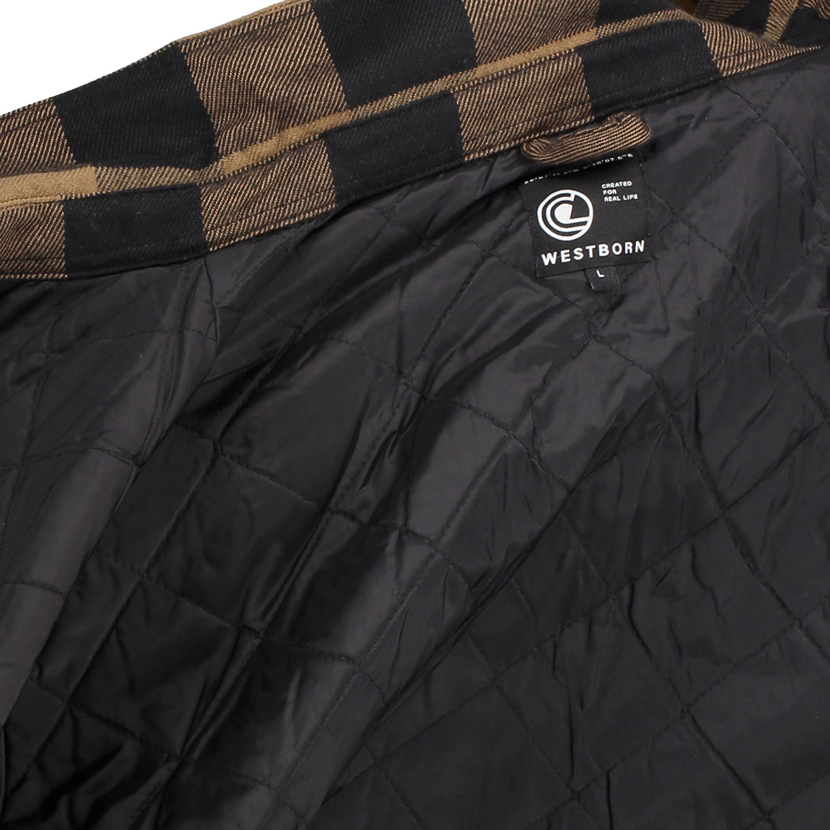 Westborn Gef&uuml;ttert Flannell Hemdjacke, Camel/Black, large image number 2