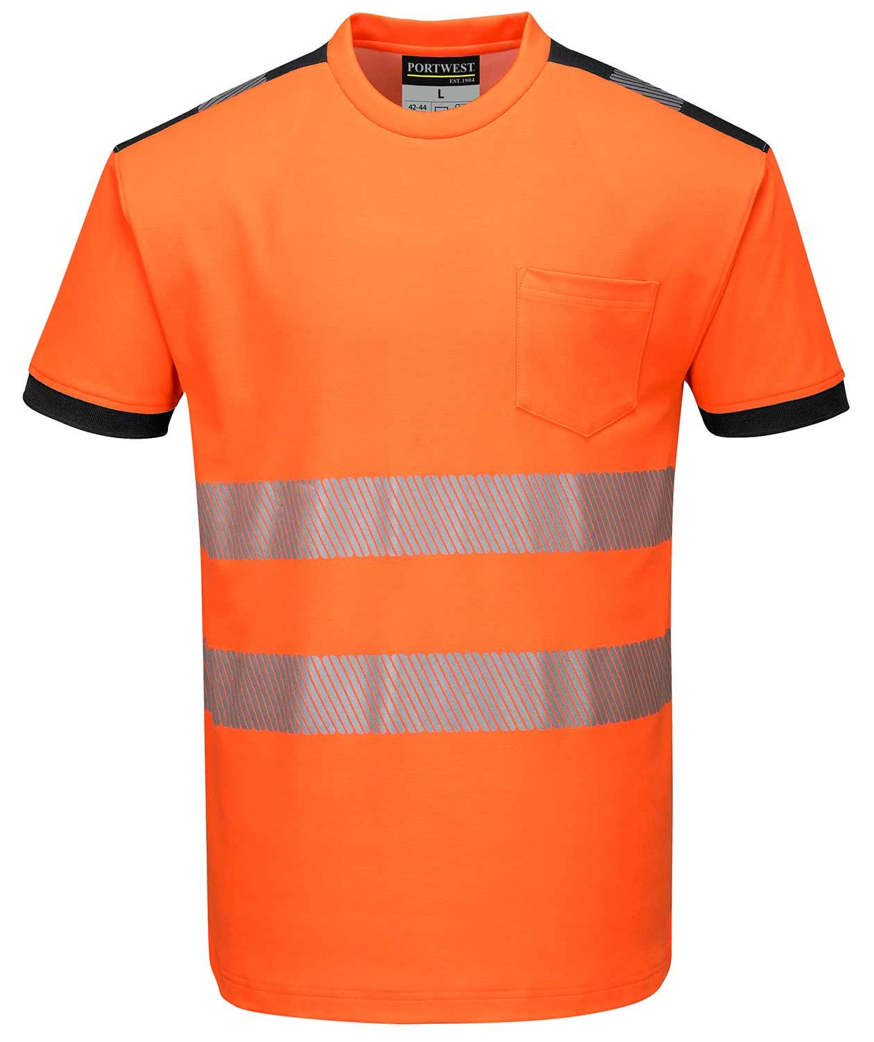 Portwest PW3 Hi-Vis T-shirt, Varsel Orange/Svart