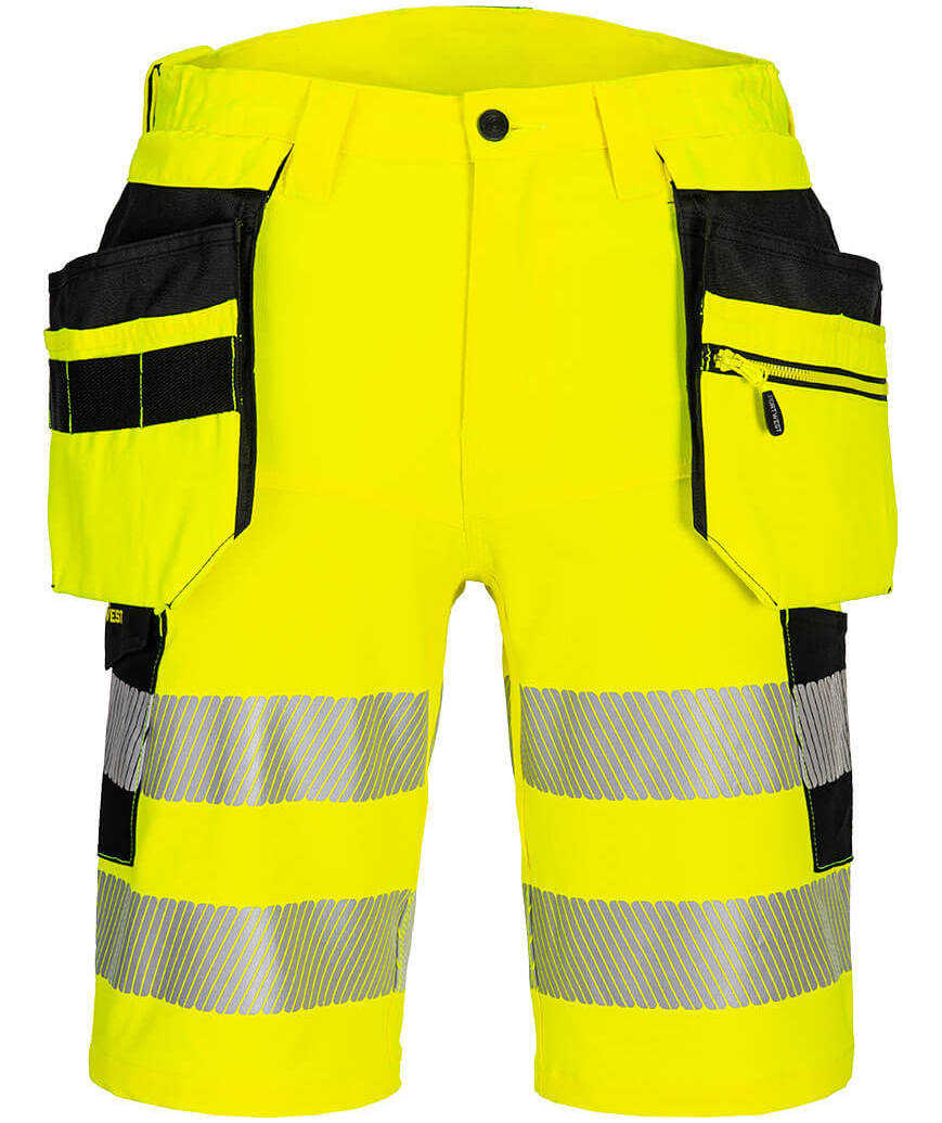 Portwest DX4 hantverksshorts full stretch, Varsel Gul/Svart
