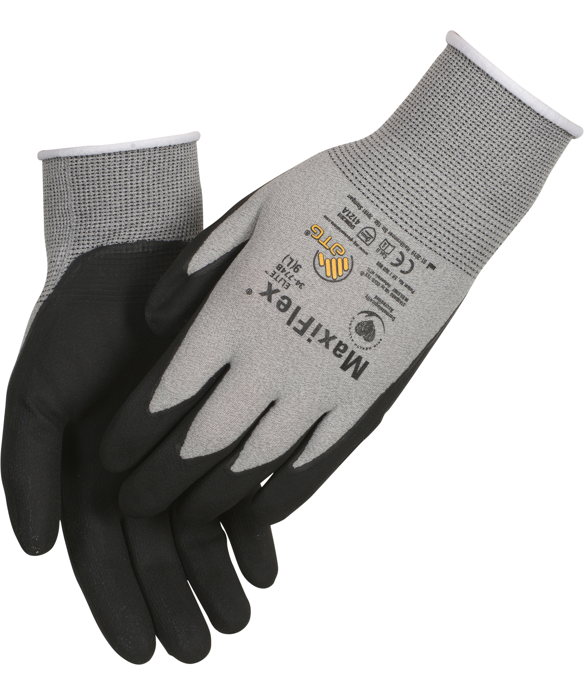 ATG Maxiflex Elite 34-774B arbetshandskar, Svart/Gr&aring;