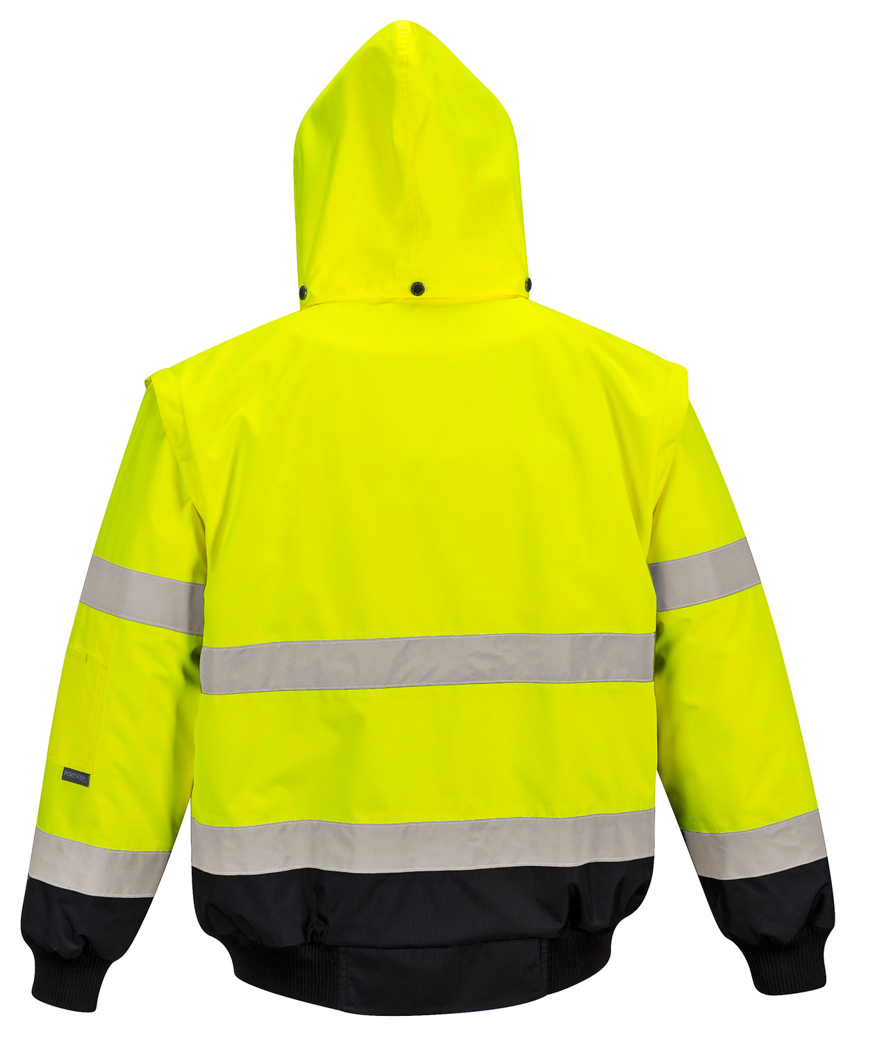 Portwest 3-i-1 pilotjacka med avtagbara &auml;rmar, Varsel Gul/Svart