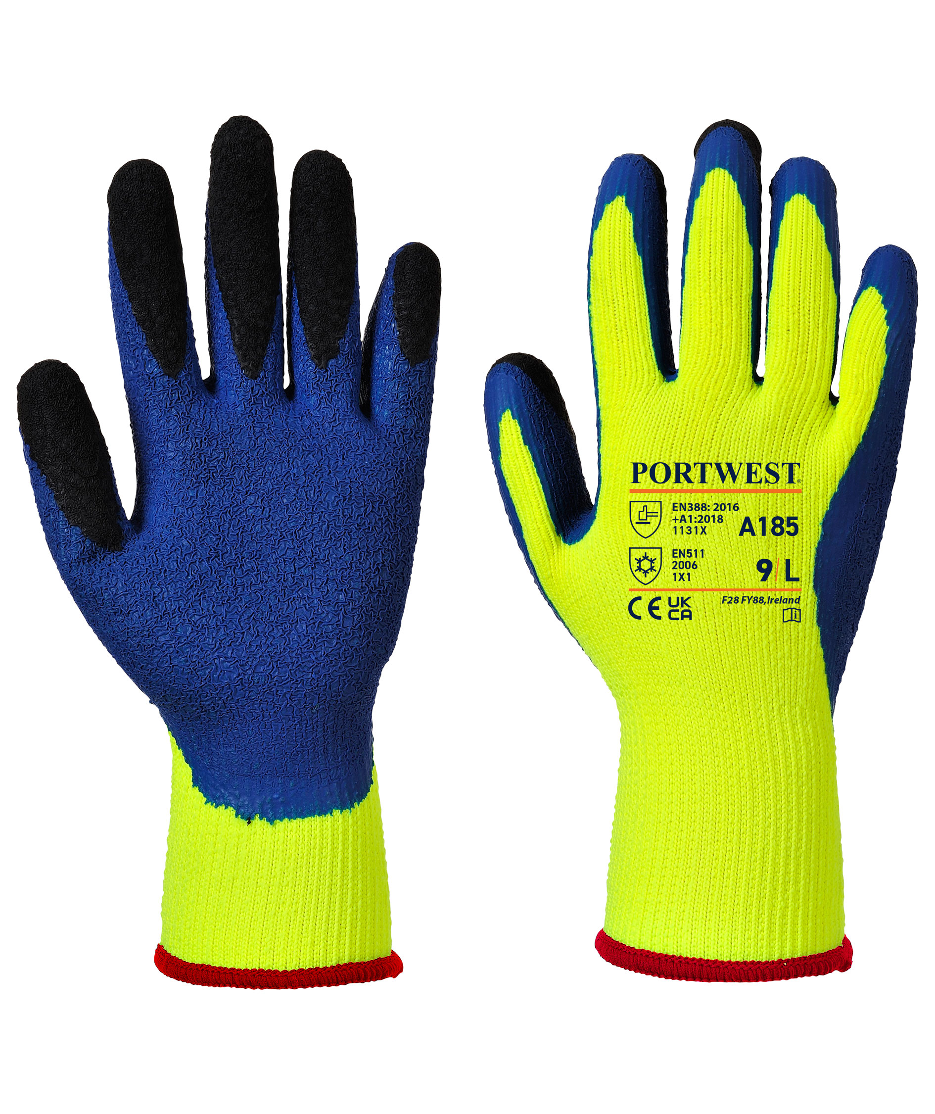 Portwest A185 Duo-Therm handsker, Gul/Bl&aring;, large image number 2
