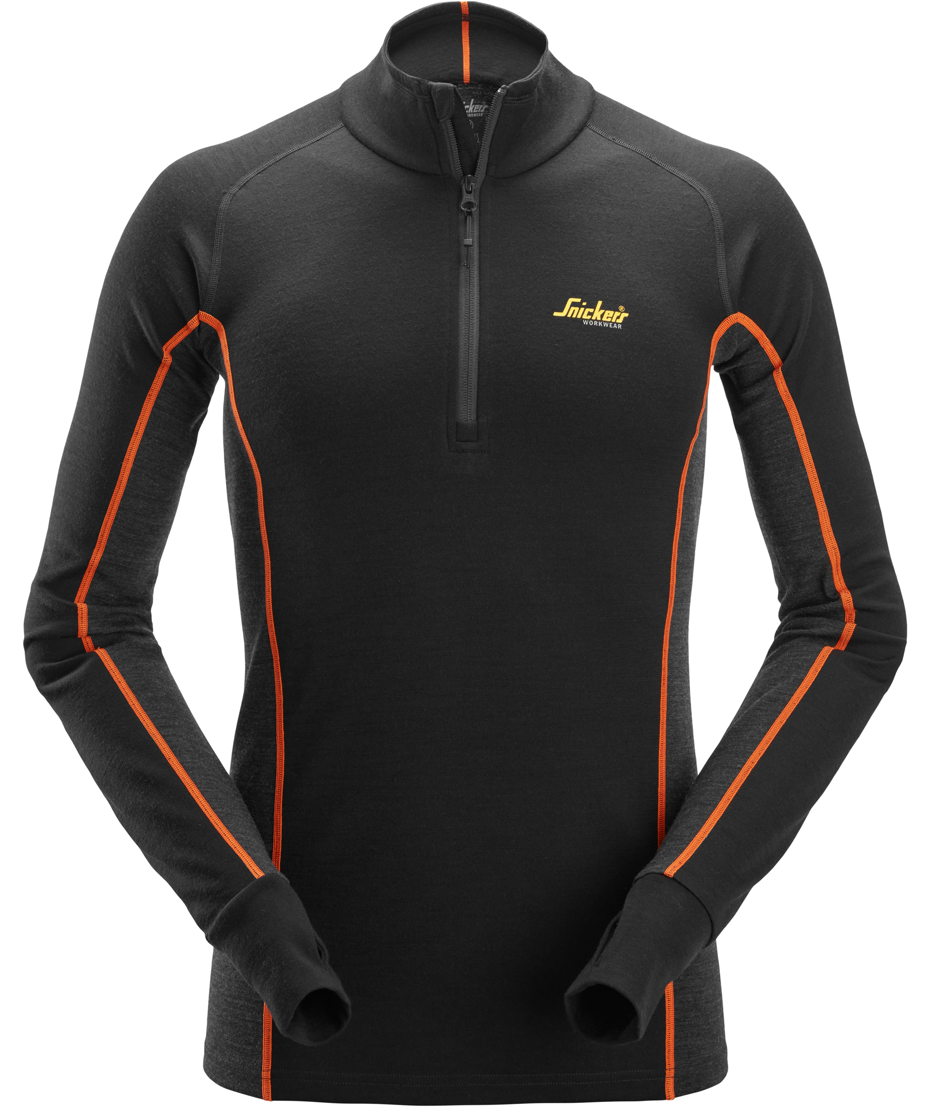 Snickers Stay Warm l&aring;ng&auml;rmad T-shirt med merinoull 9482, Black/Anthracite Melange