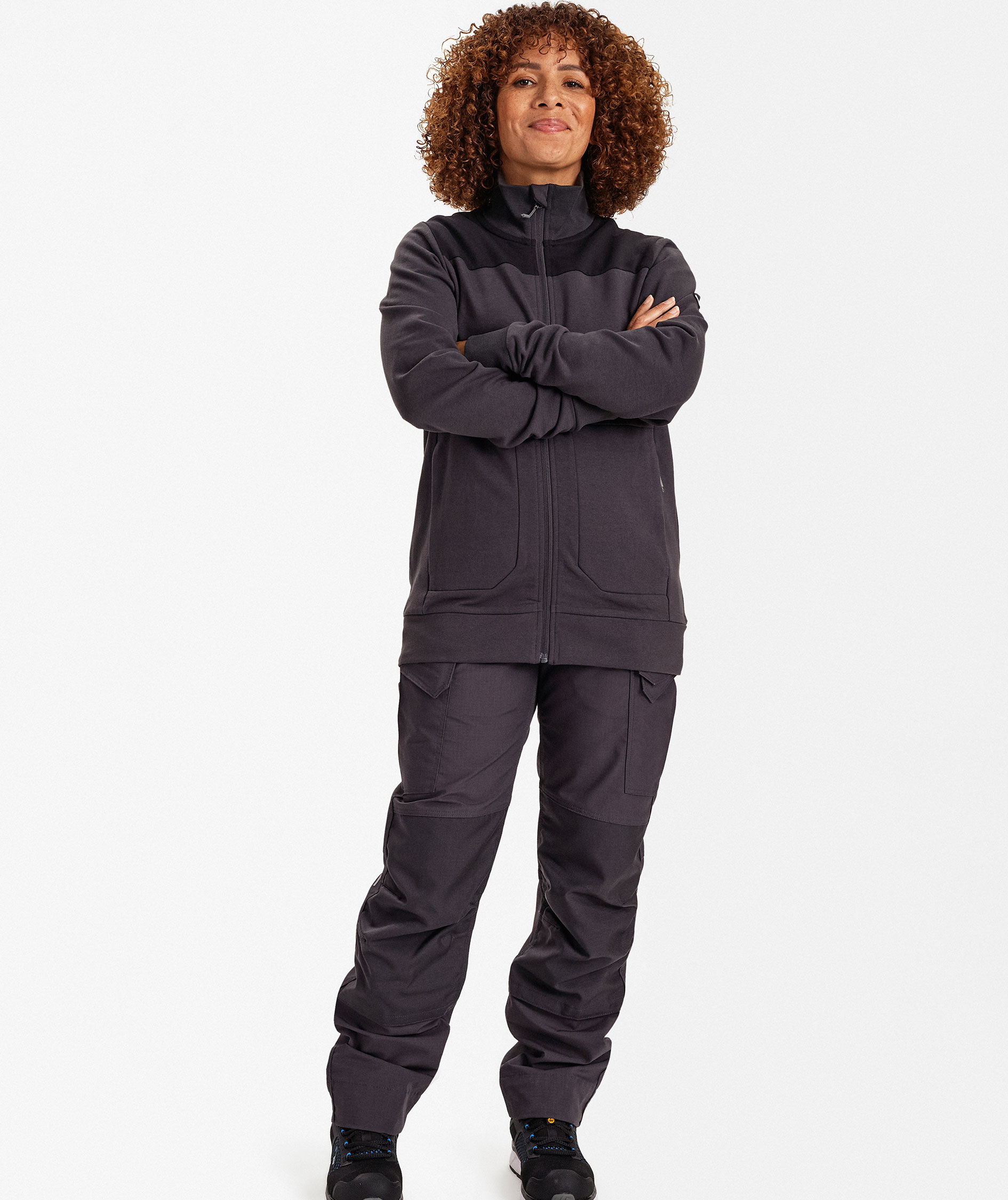 Engel Entire dame sweat cardigan, Anthracite Grey/Black, large image number 2