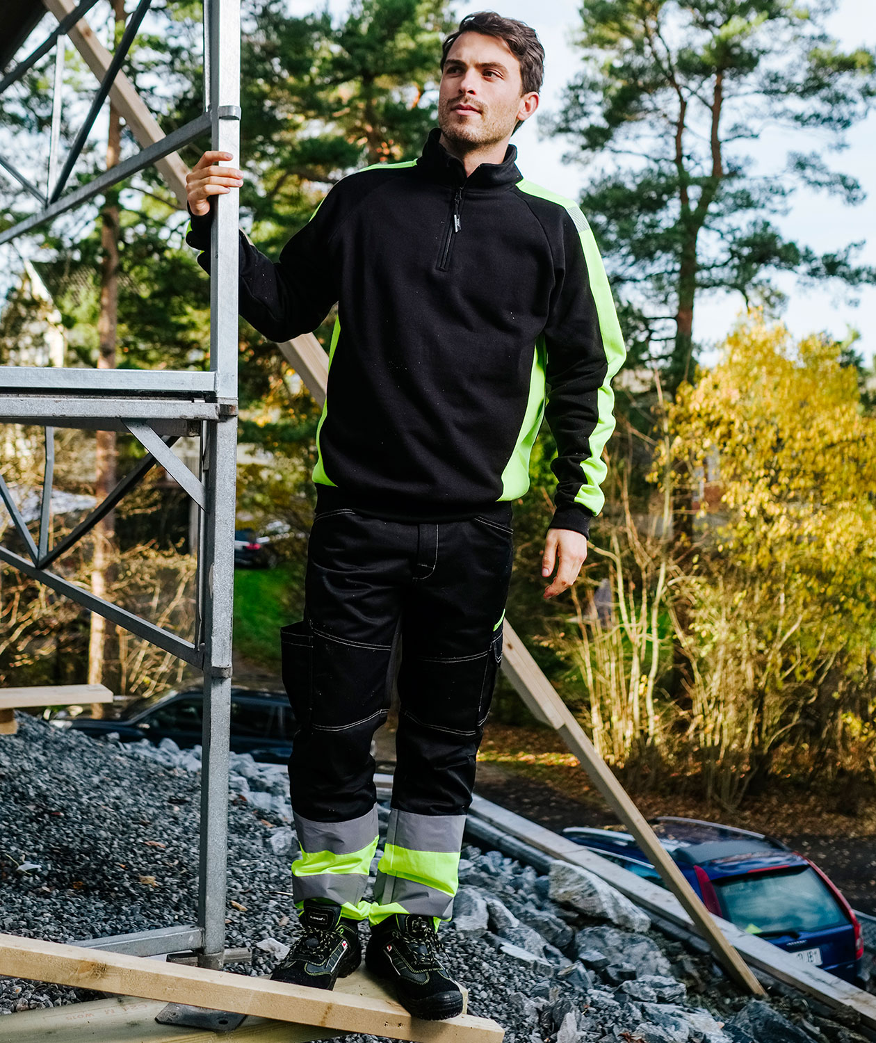 YOU Wilmington Pro sweatshirt, Sort/Hi-Vis Gul