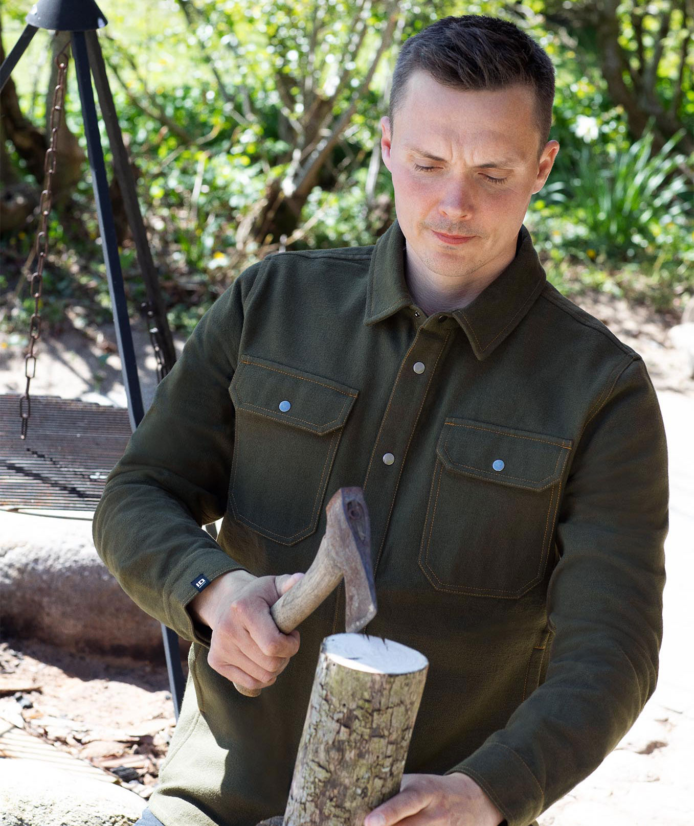 ID Modern fit flannel shirt, Olive, large image number 4