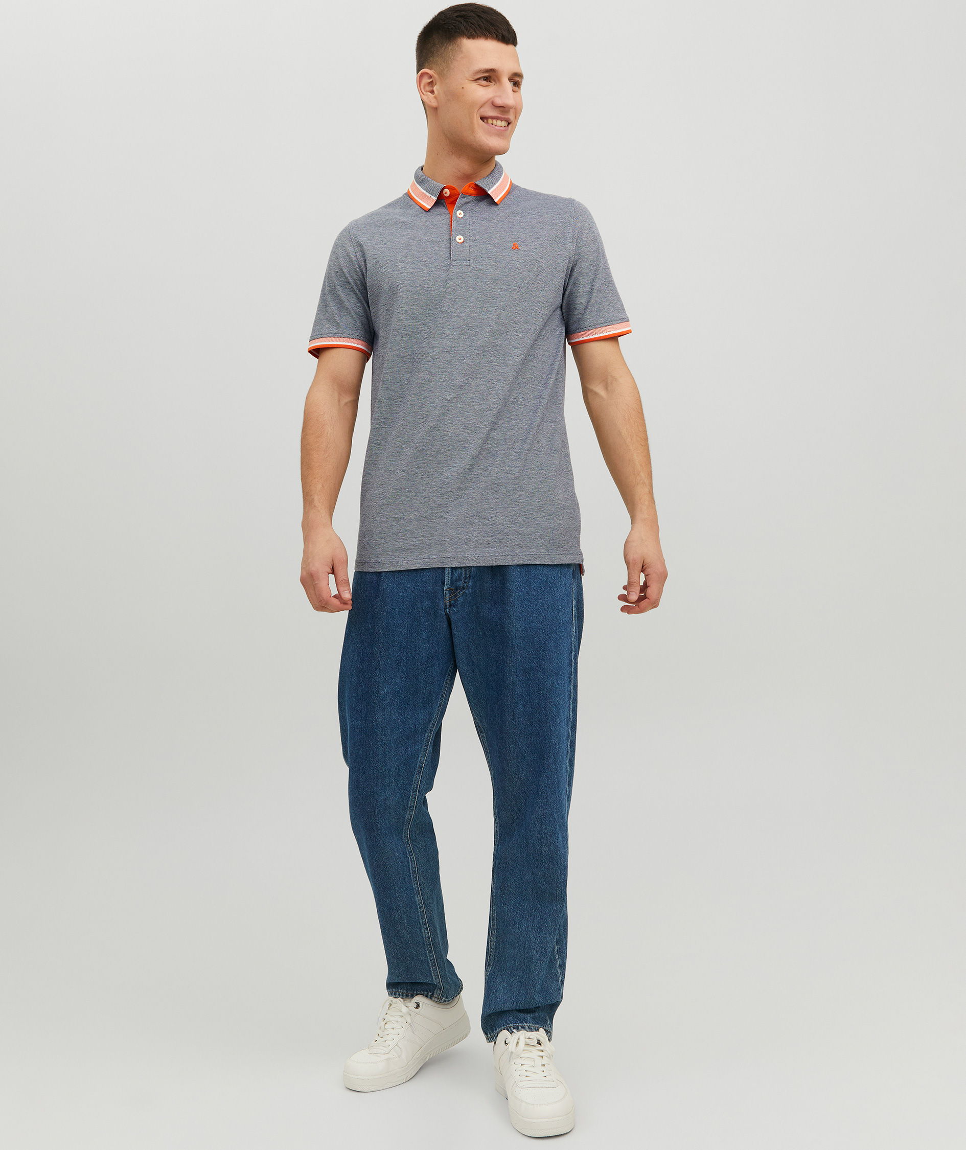 Jack & Jones JJEPAULOS Polo T-shirt, Navy Blazer/Neon, large image number 6