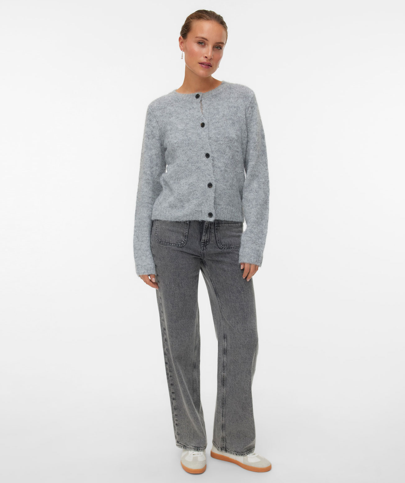 Vero Moda VMNOVAH dame strik cardigan, Medium Grey Melange