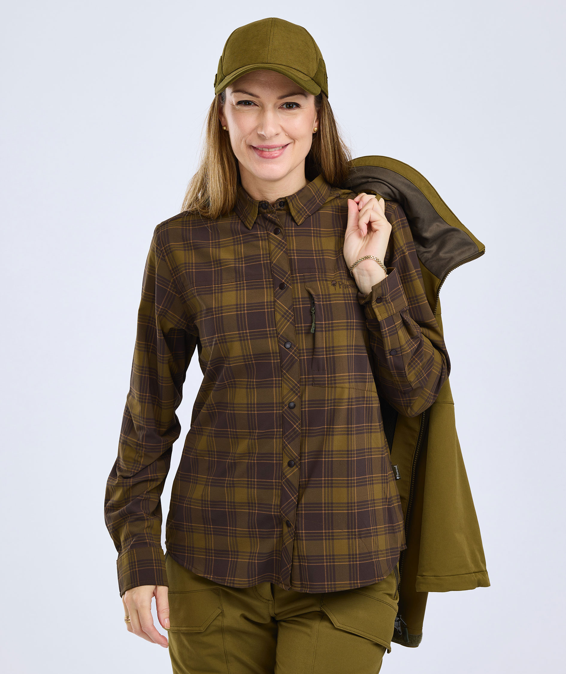 Pinewood Abisko Trekking InsectSafe dameskjorte, Dark Olive/Dark Sandstone, large image number 1
