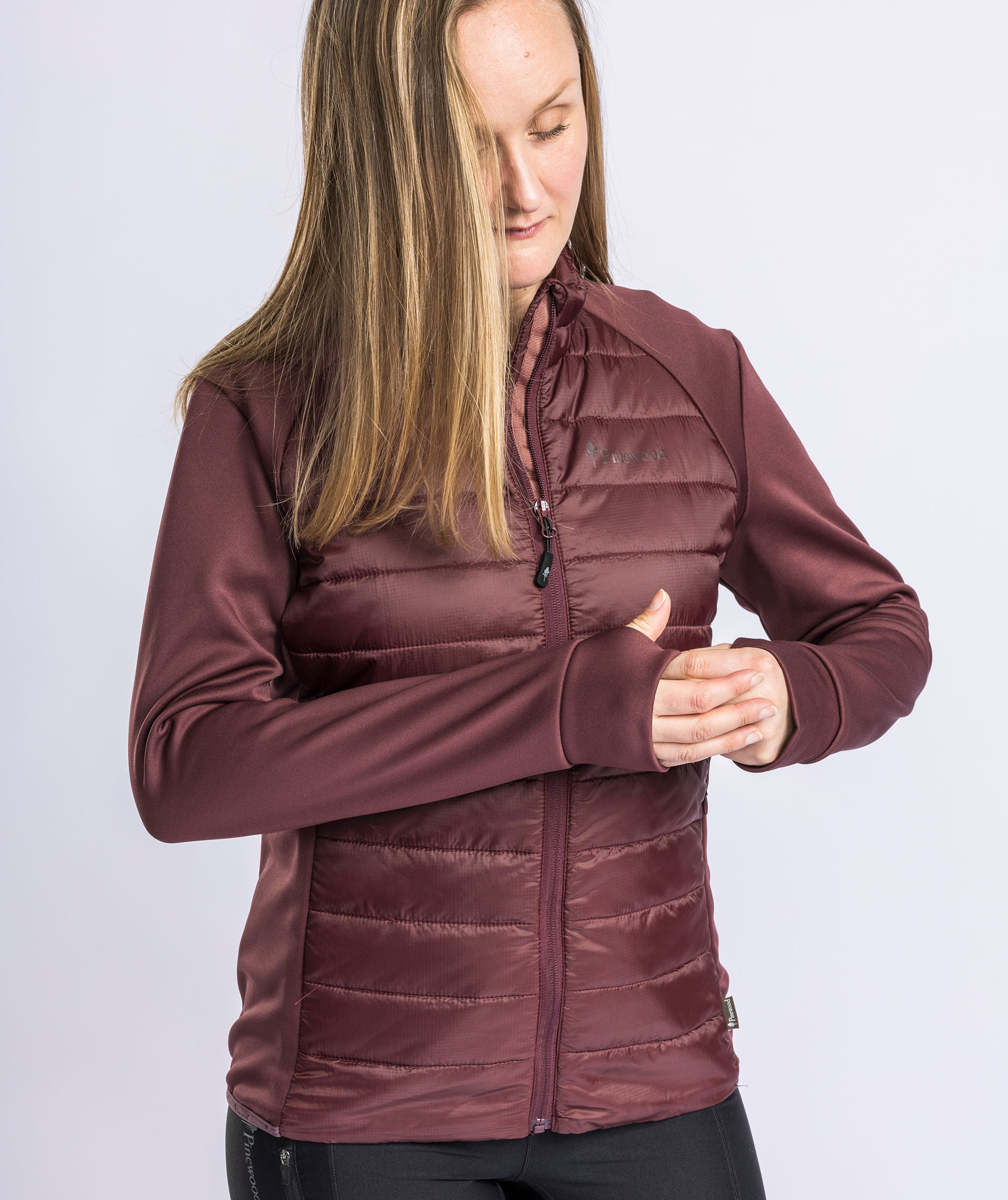 Pinewood&nbsp;Finnveden Hybrid dame power fleecejakke, Earth Plum, large image number 3