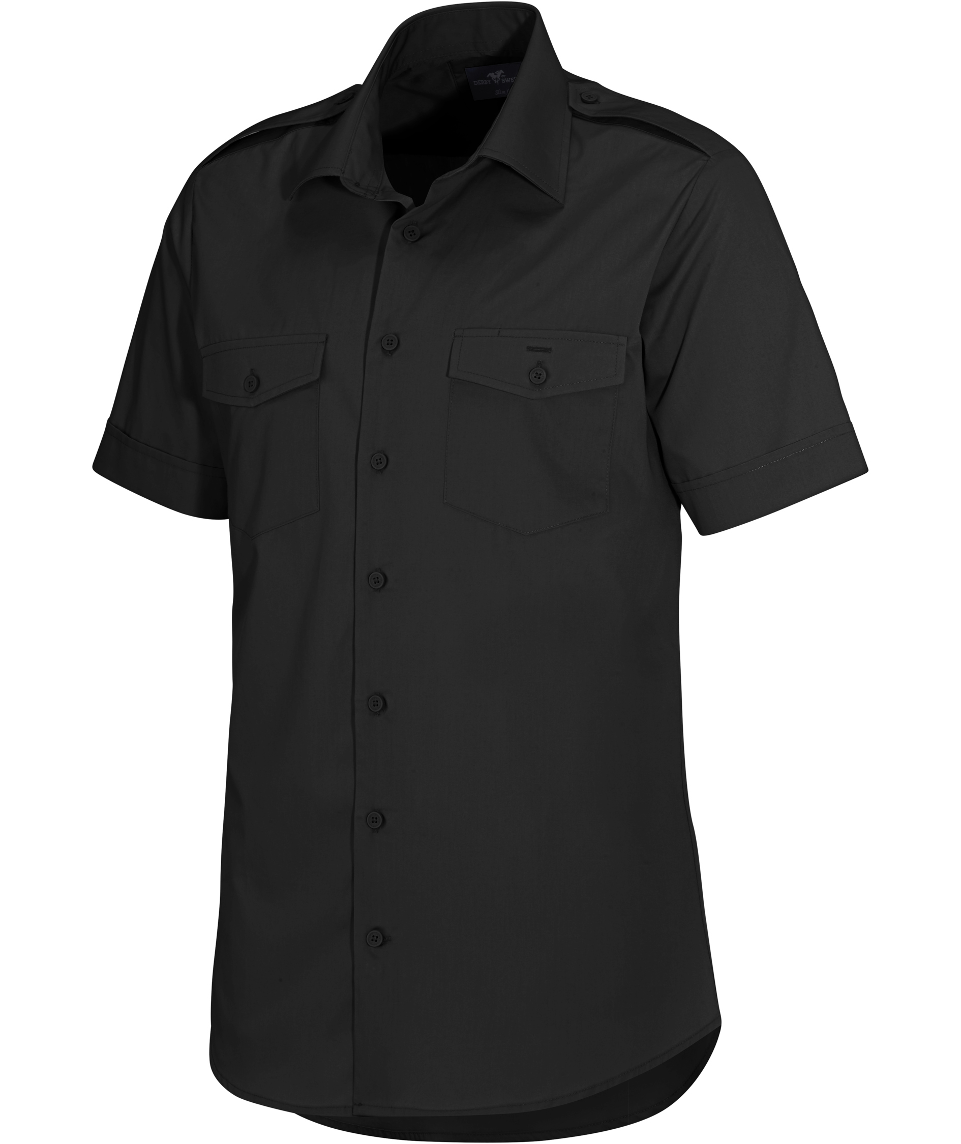 Derby of Sweden Maverick Slim Fit kurz&auml;rmlige Pilotenhemd, Black, large image number 4