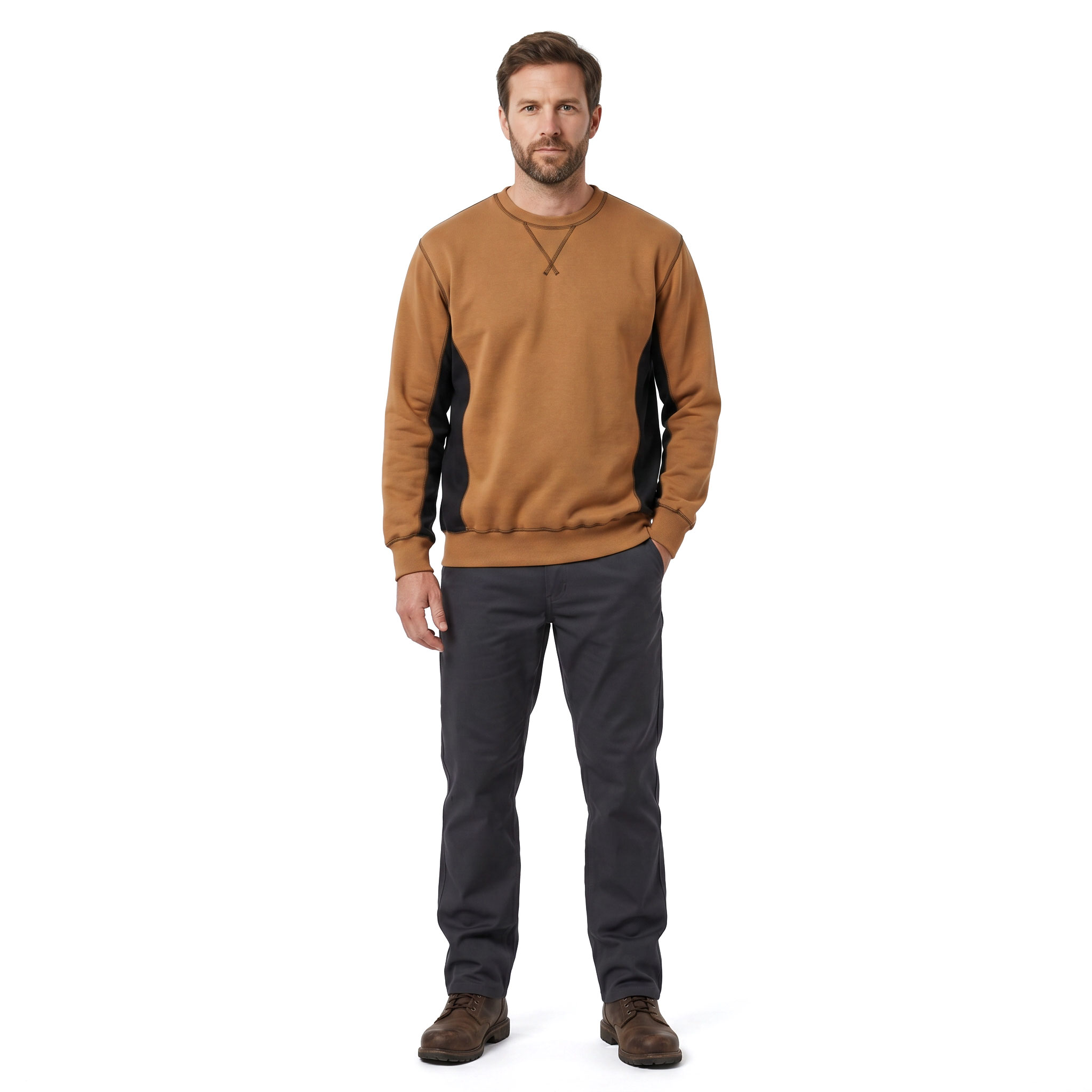J.A.K. Basic sweatshirt 1626, Camel/Sort, large image number 2