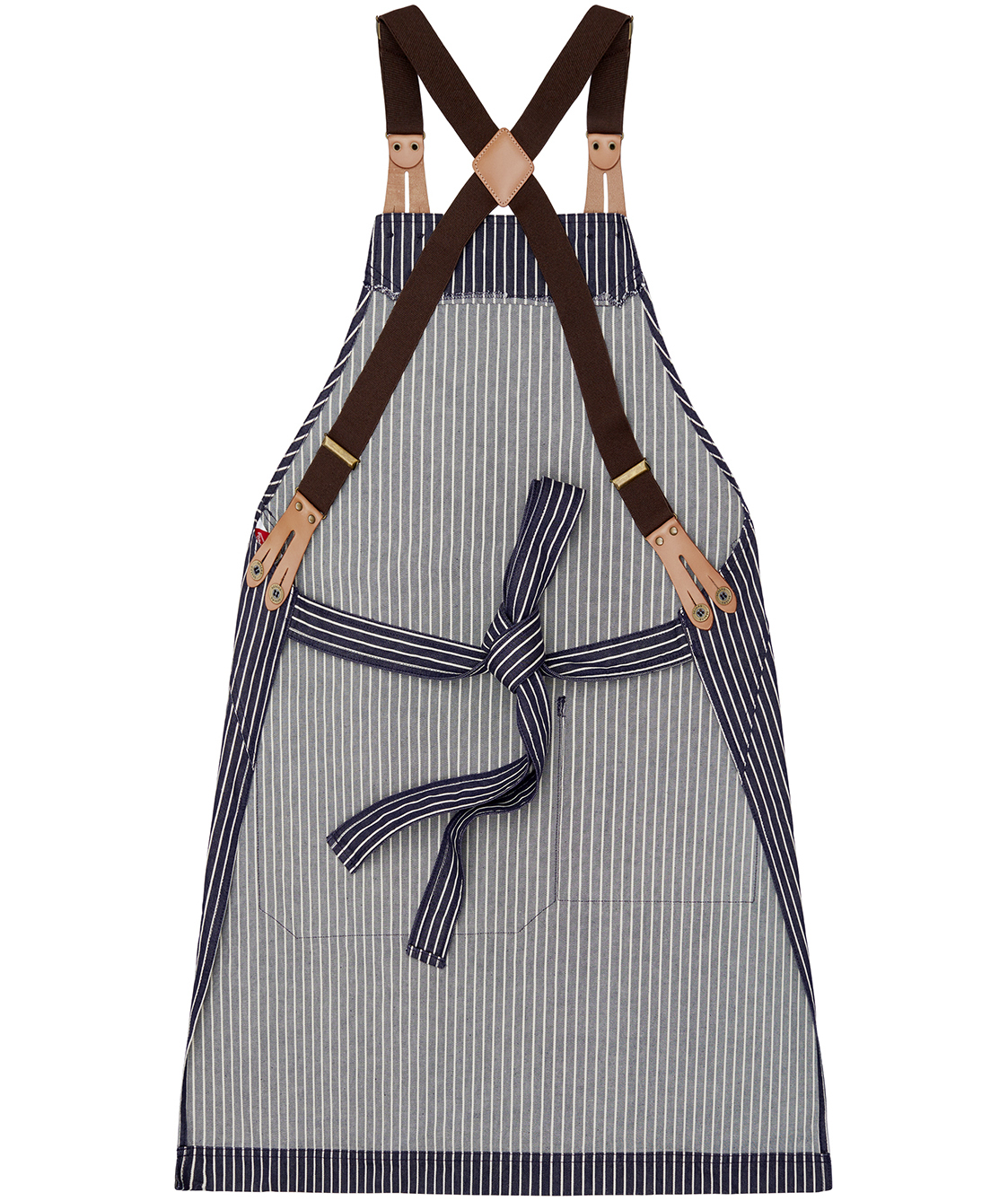 Segers 4078 bib apron with pocket, Striped Denim, Striped Denim, large image number 2