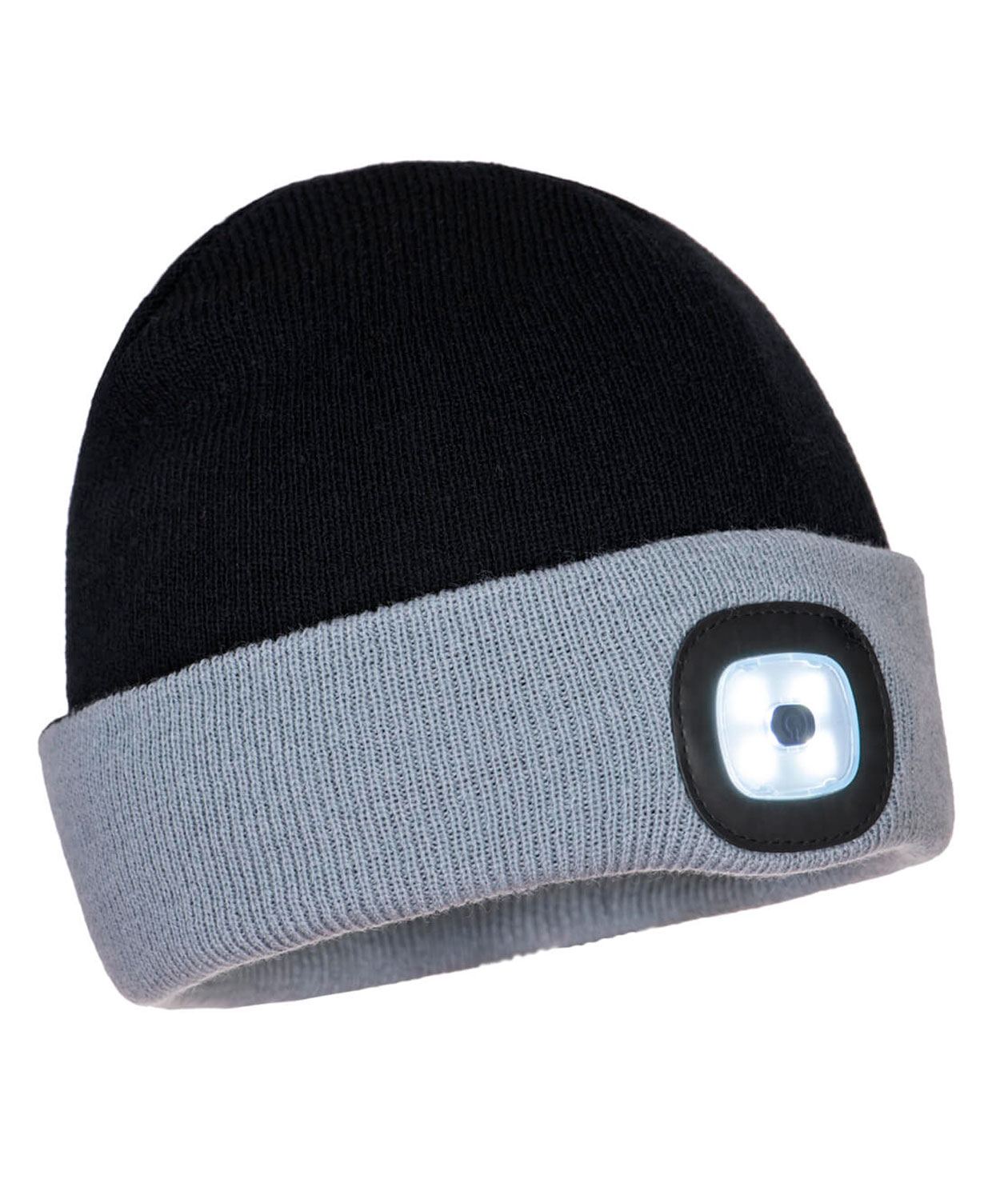 Portwest B034 knitted beanie with LED light, Black/Grey, Black/Grey, large image number 0