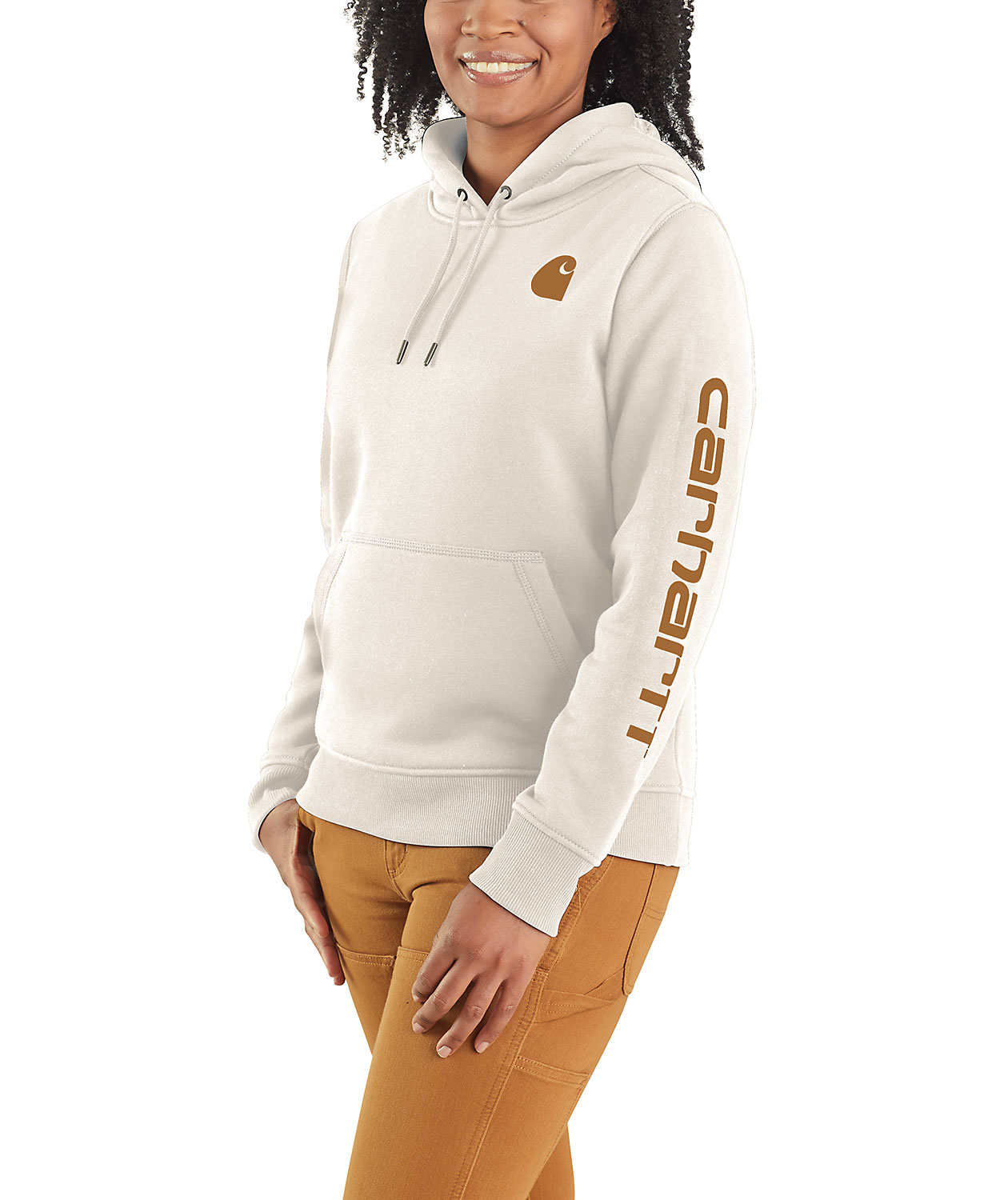 Carhartt Clarksburg hoodie dam, Malt/Carhartt Brown