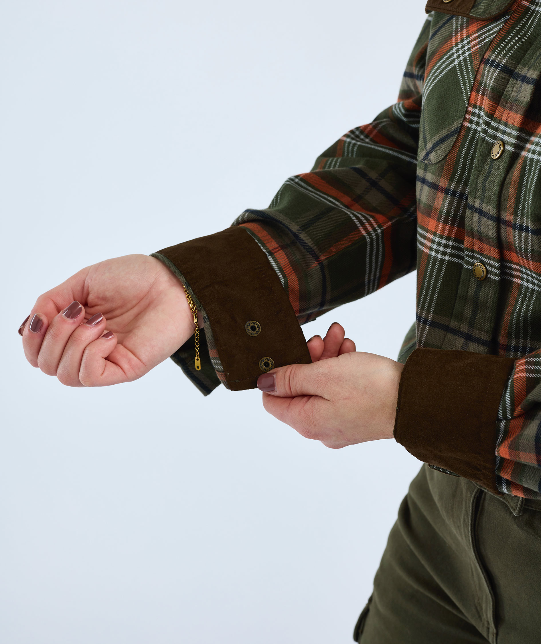 Pinewood Prestwick Exclusive dame flannelskjorte, Green/Burned Orange, large image number 6