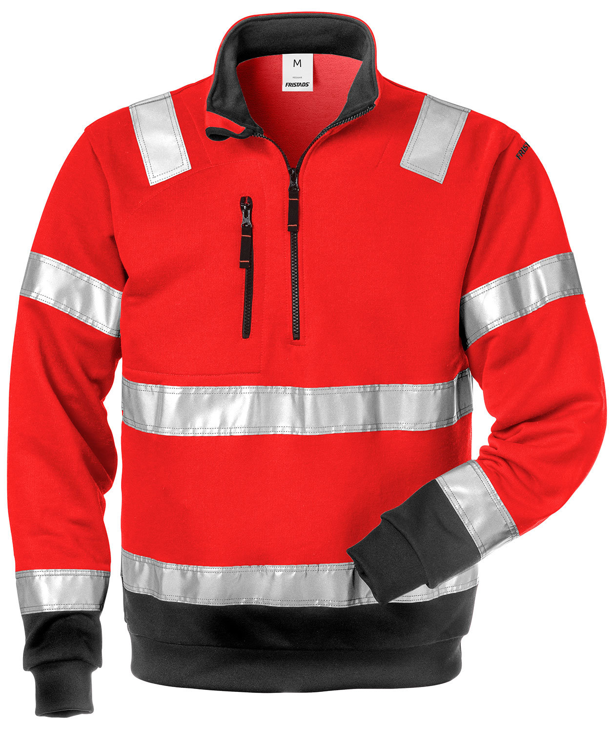 Fristads sweatshirt 728, Hi-vis&nbsp;R&oslash;d/Sort
