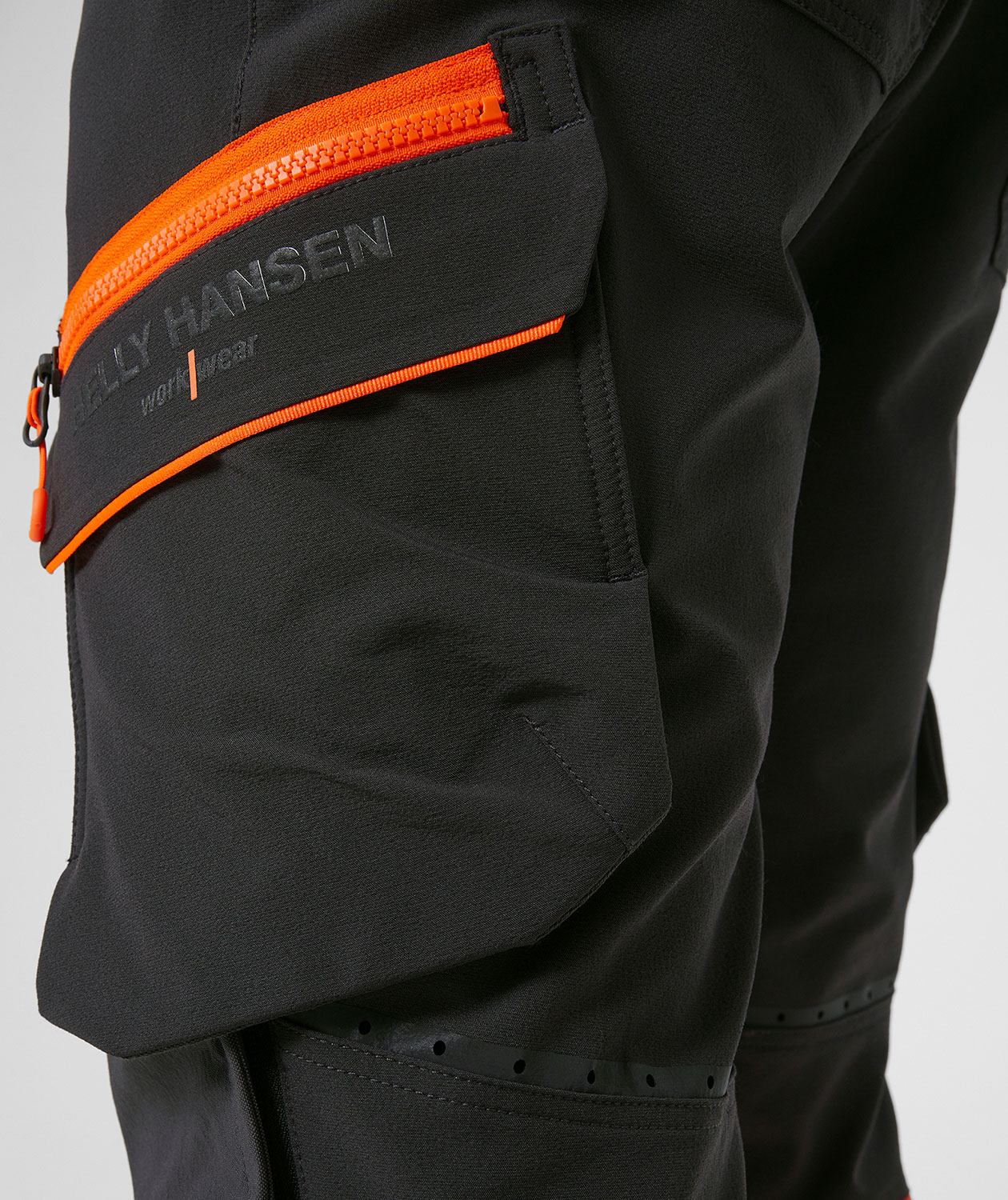 Helly Hansen ICU BRZ servicebukse full stretch, Ebony/Hi-Vis Oransje, large image number 6