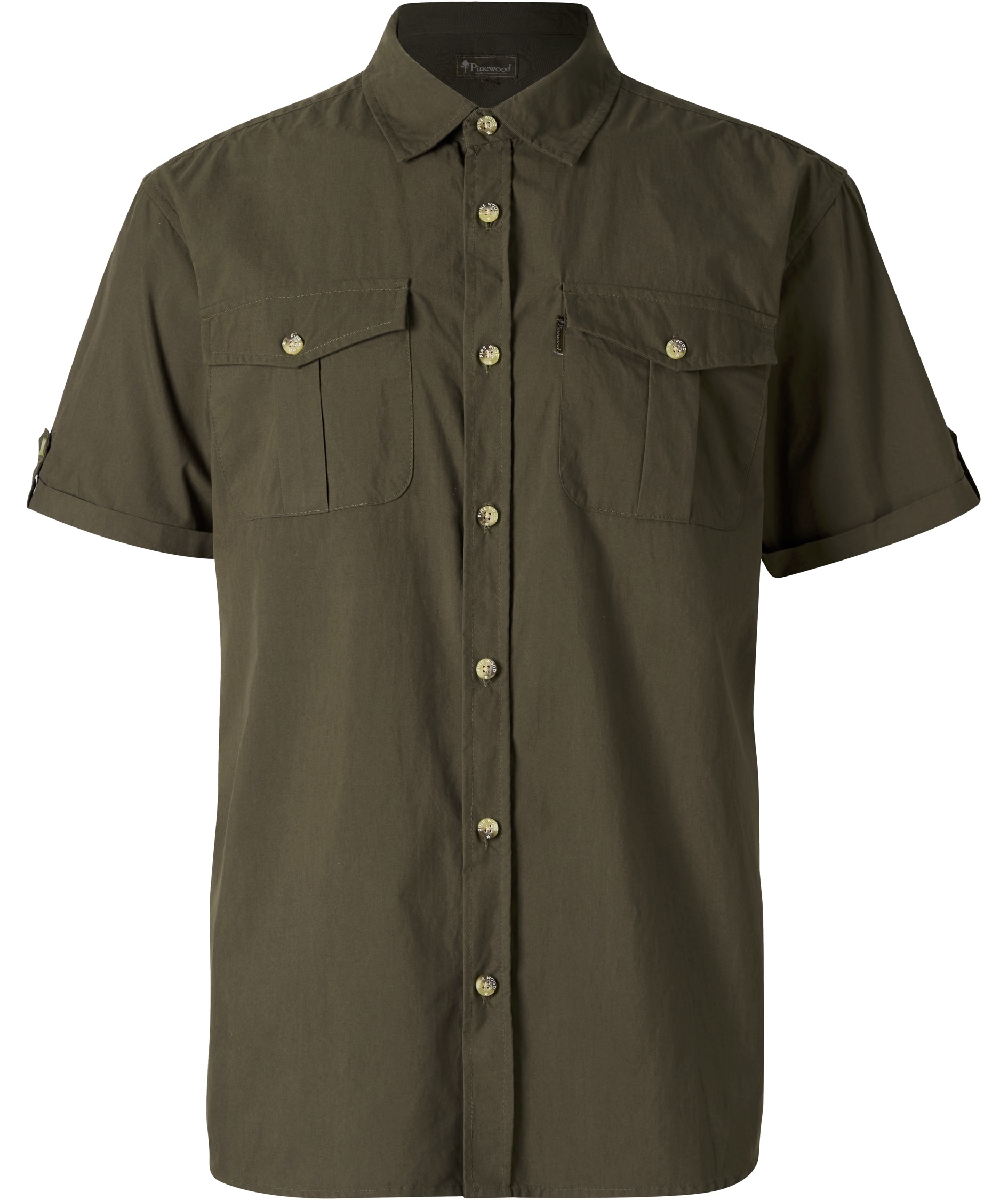 Pinewood Safari kort&aelig;rmet skjorte, Moss green