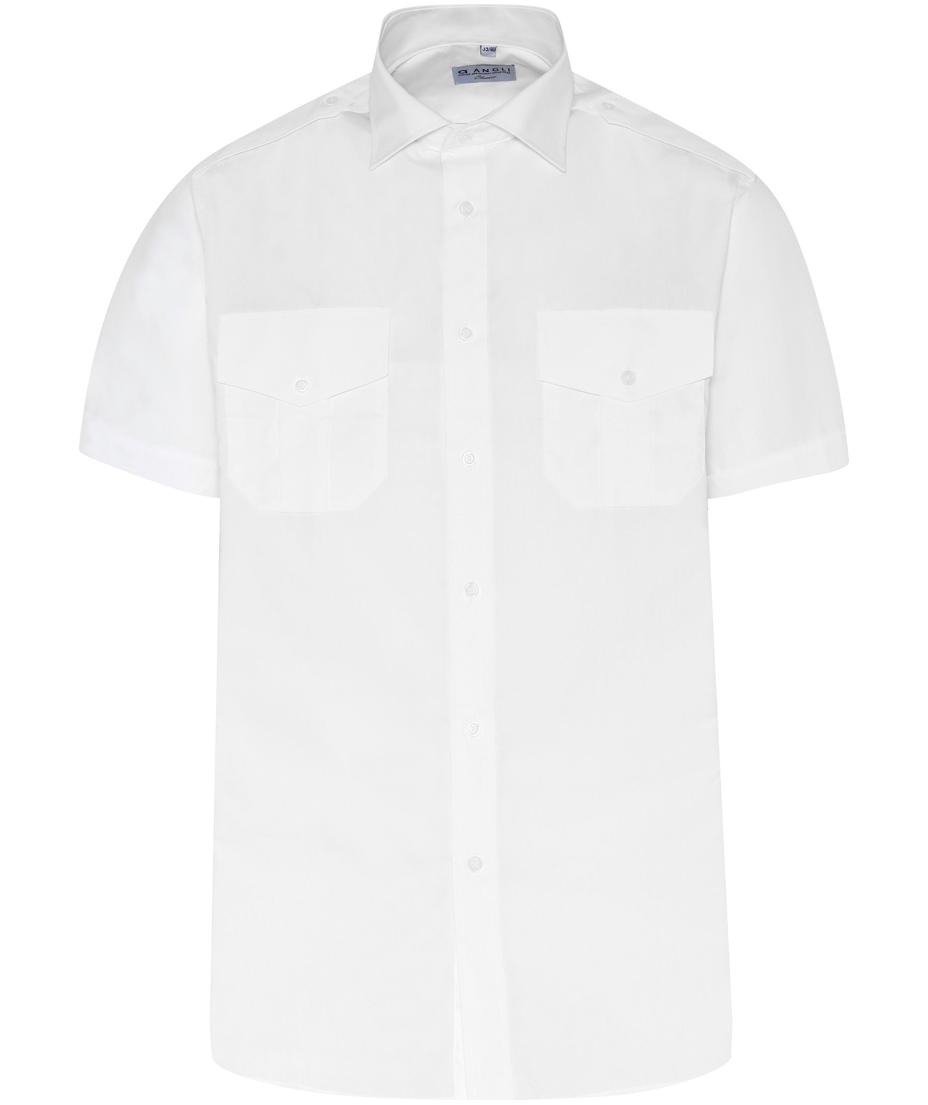 Angli Classic Fit kortermet uniformsskjorte, Hvit