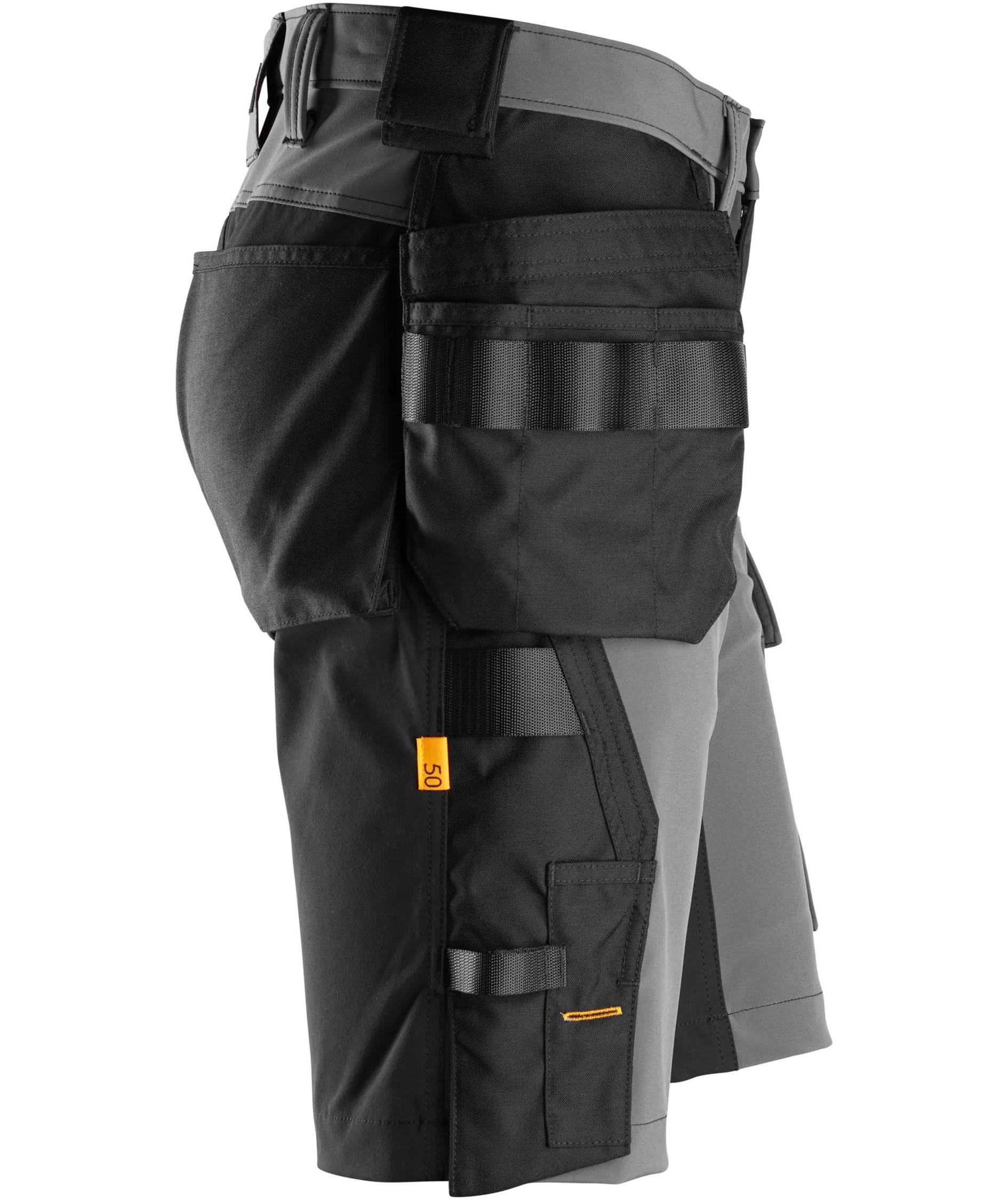 Snickers AllroundWork h&aring;ndv&aelig;rkershorts 6175 full stretch, Steel Grey/Black, large image number 4