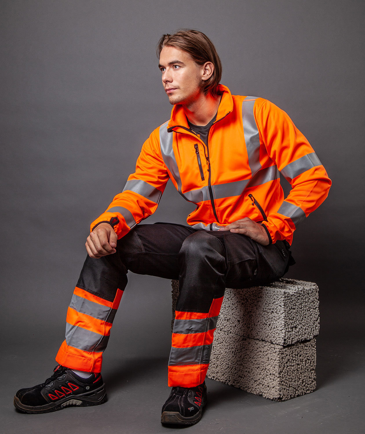 ProJob softshell jacket 6105, Hi-Vis Orange/Black
