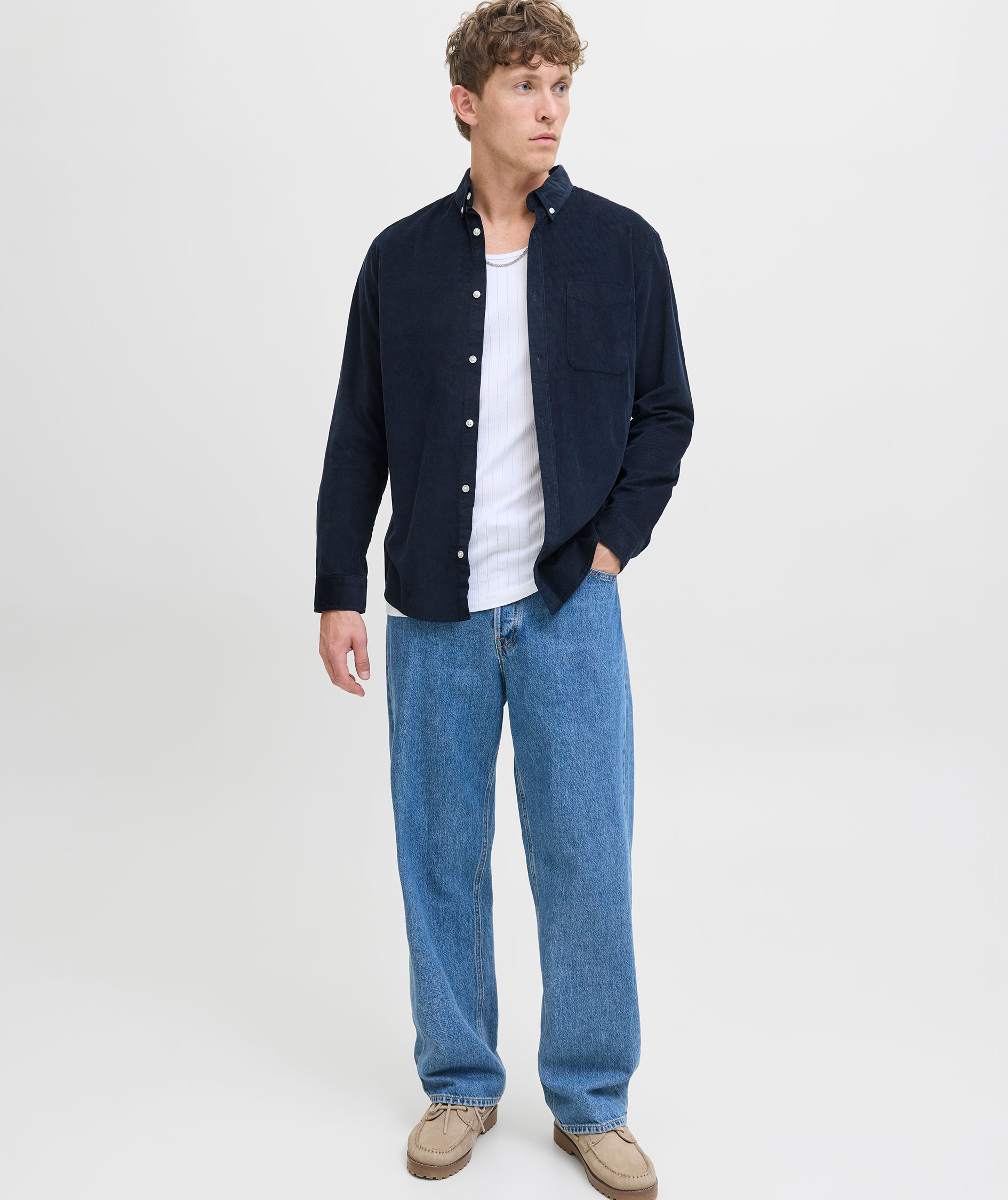 Jack & Jones JJECLASSIC Corduroy skjorte, Sky Captain