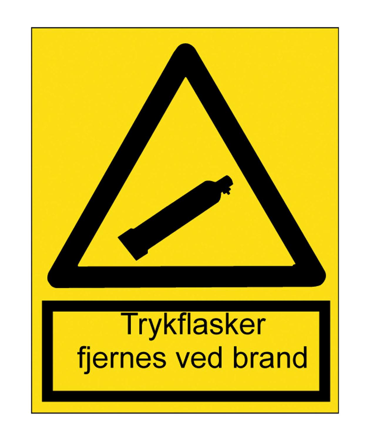OX-ON advarselsskilt Trykflasker fjernes ved brand A4, Yellow, Yellow, large image number 0