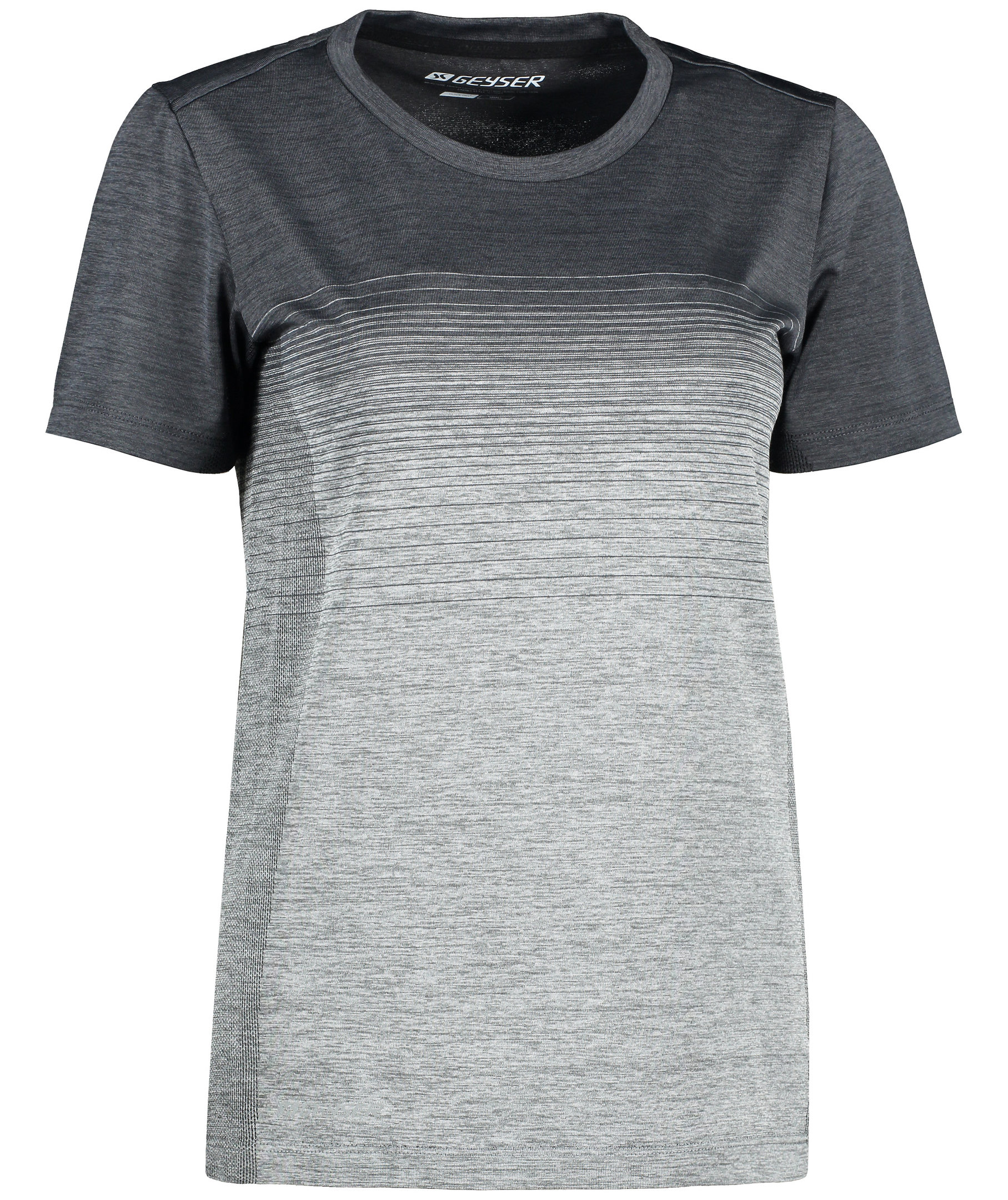 GEYSER seamless stribet dame T-shirt, Anthracite melange