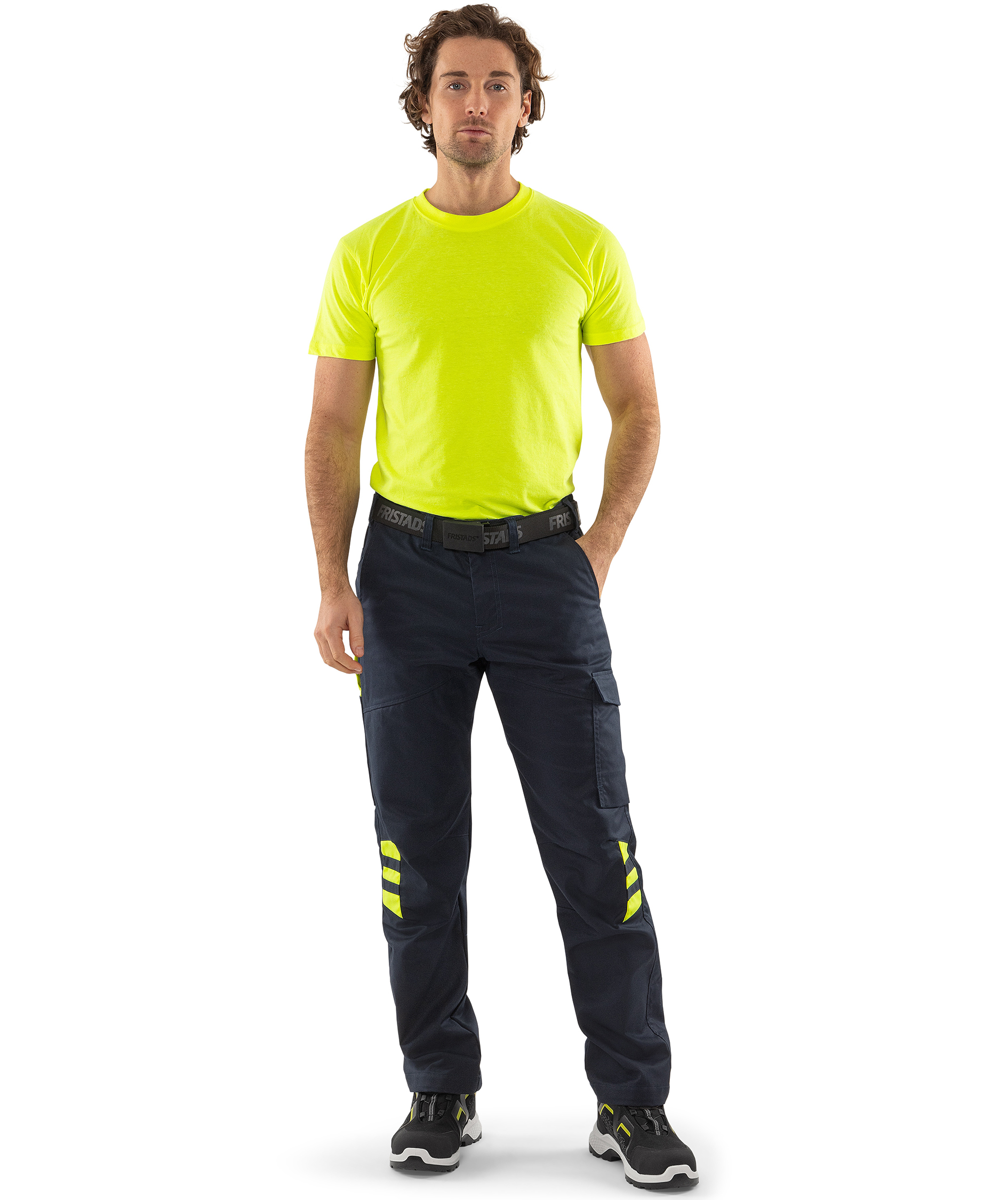 Fristads service trousers 2930 GWM, Dark Marine/Hi-Vis Yellow