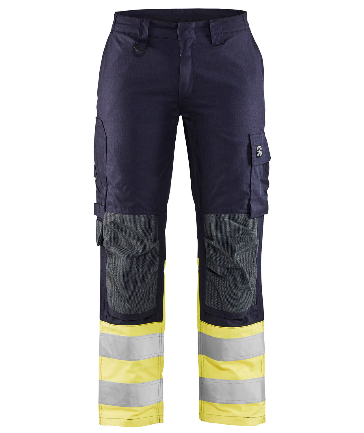 Bl&aring;kl&auml;der Multinorm dame arbejdsbukser, Bl&aring;/Hi-vis gul