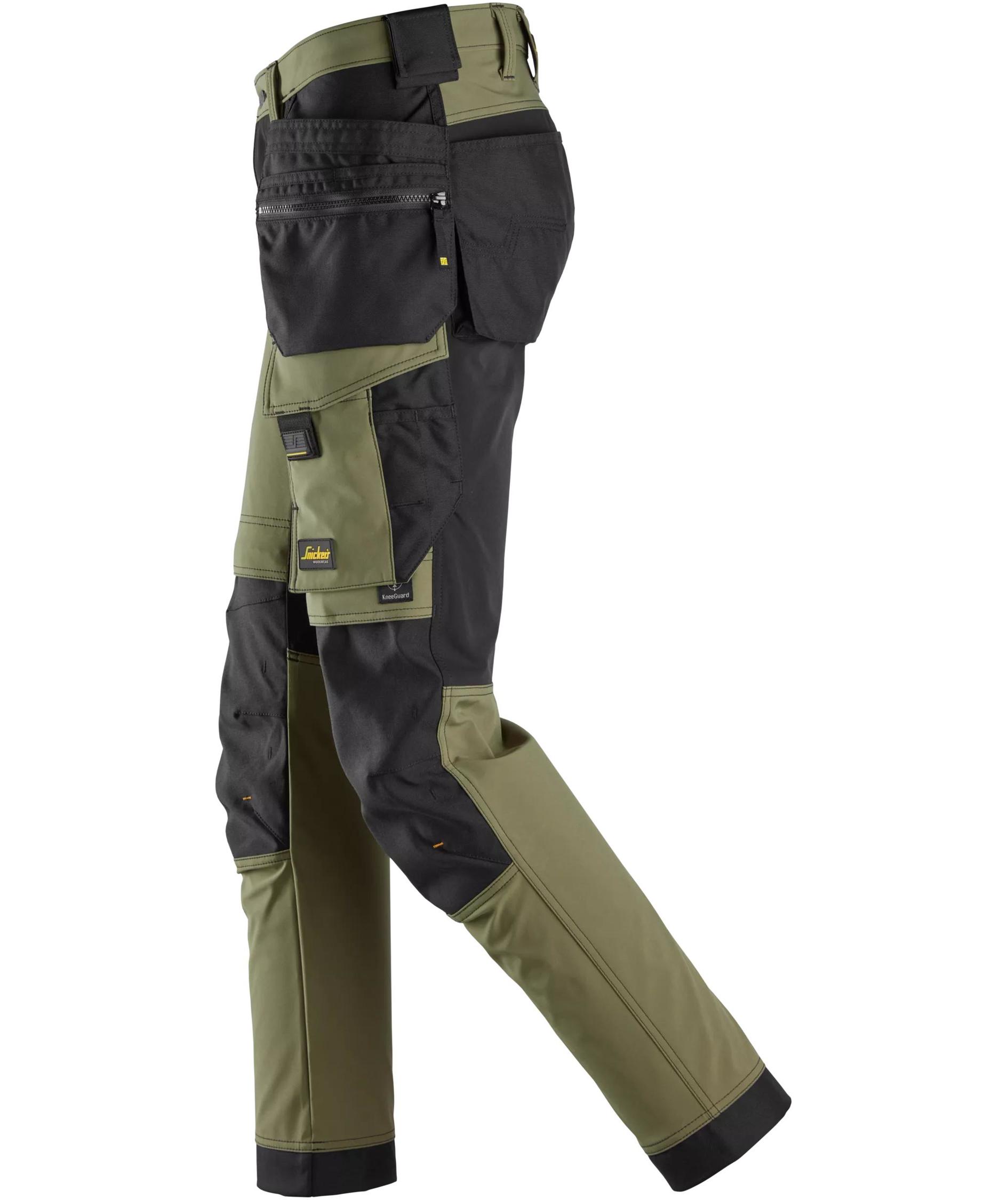 Snickers AllroundWork h&aring;ndv&aelig;rkerbukser 6275 full stretch, Khaki Green/Black, large image number 3