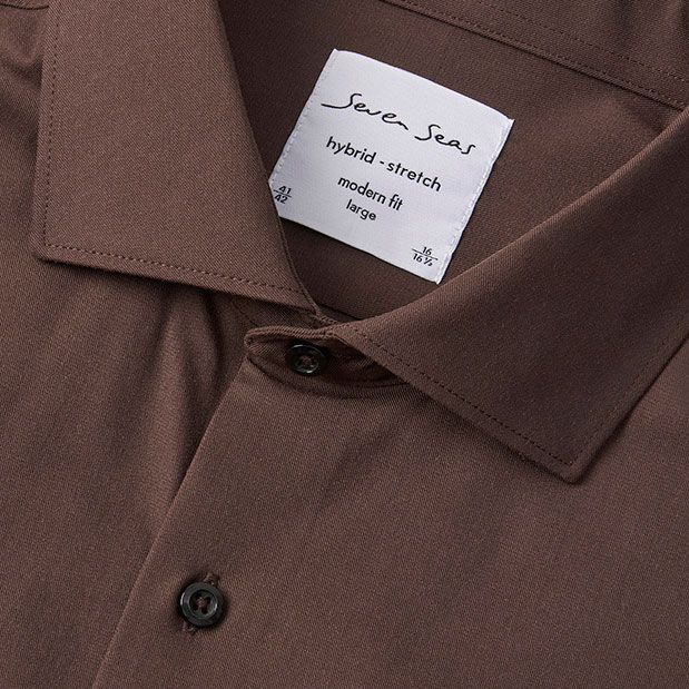 Seven Seas hybrid Slim fit shirt, Mocca, large image number 4
