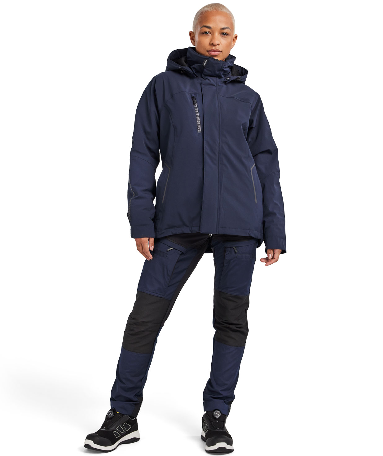 Bl&aring;kl&auml;der dame jakke full stretch, M&oslash;rk Marinebl&aring;/Svart