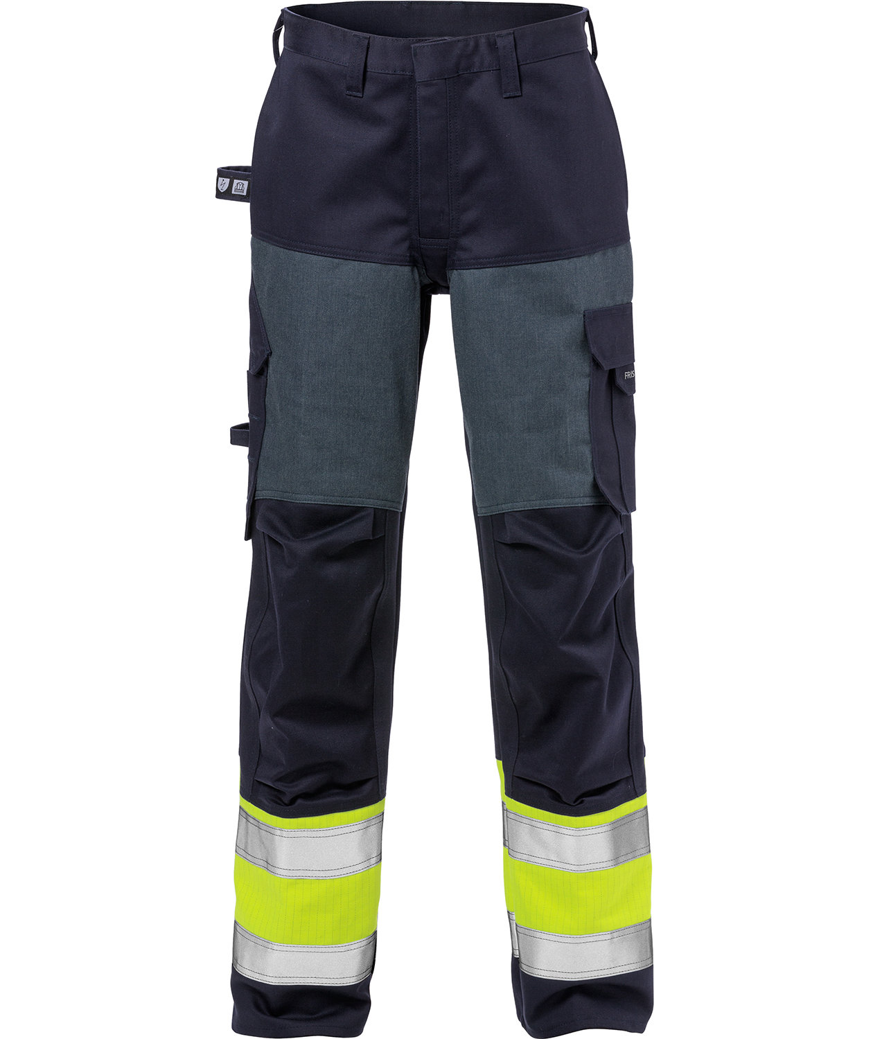 Fristads Flame arbetsbyxor dam, Varsel yellow/marinbl&aring;