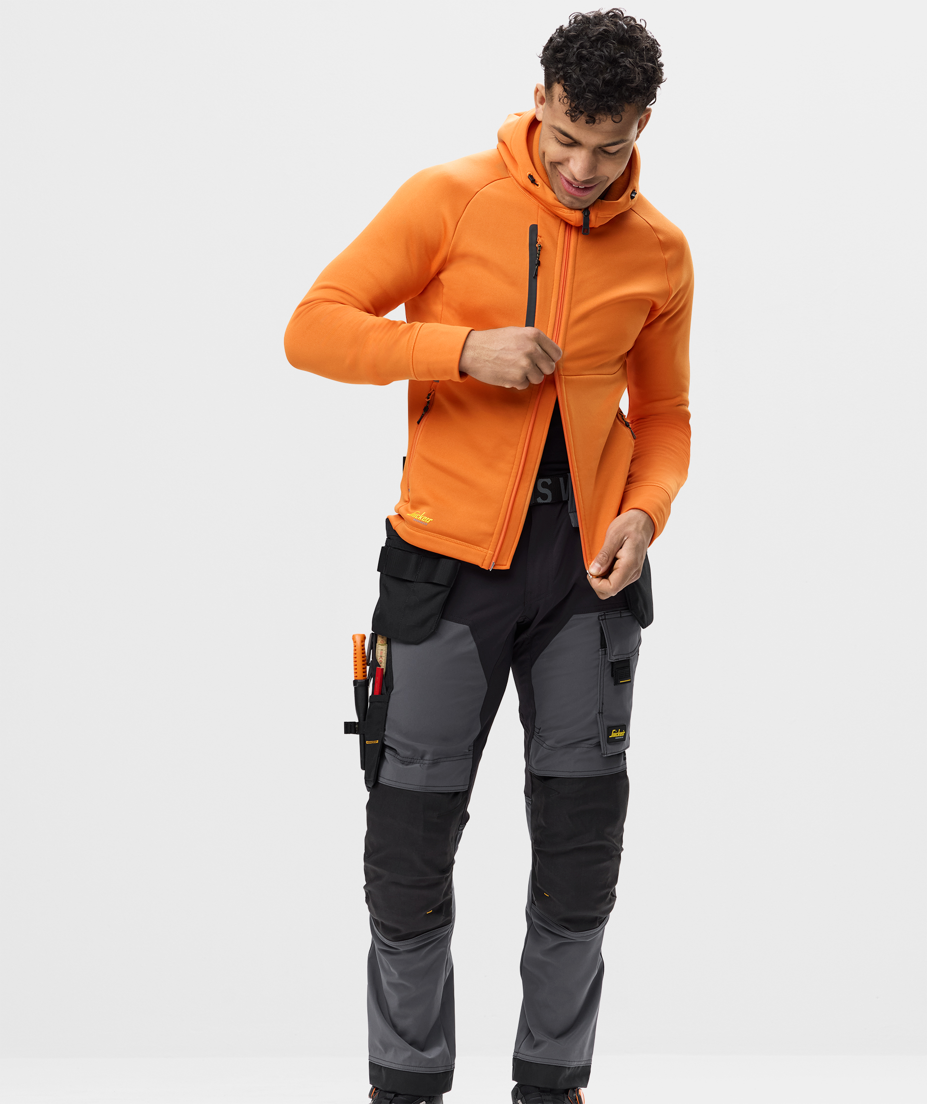 Snickers Flexiwork Polartec&reg; Hoodie mit Rei&szlig;verschluss 8026 full stretch, Warm Orange, large image number 7