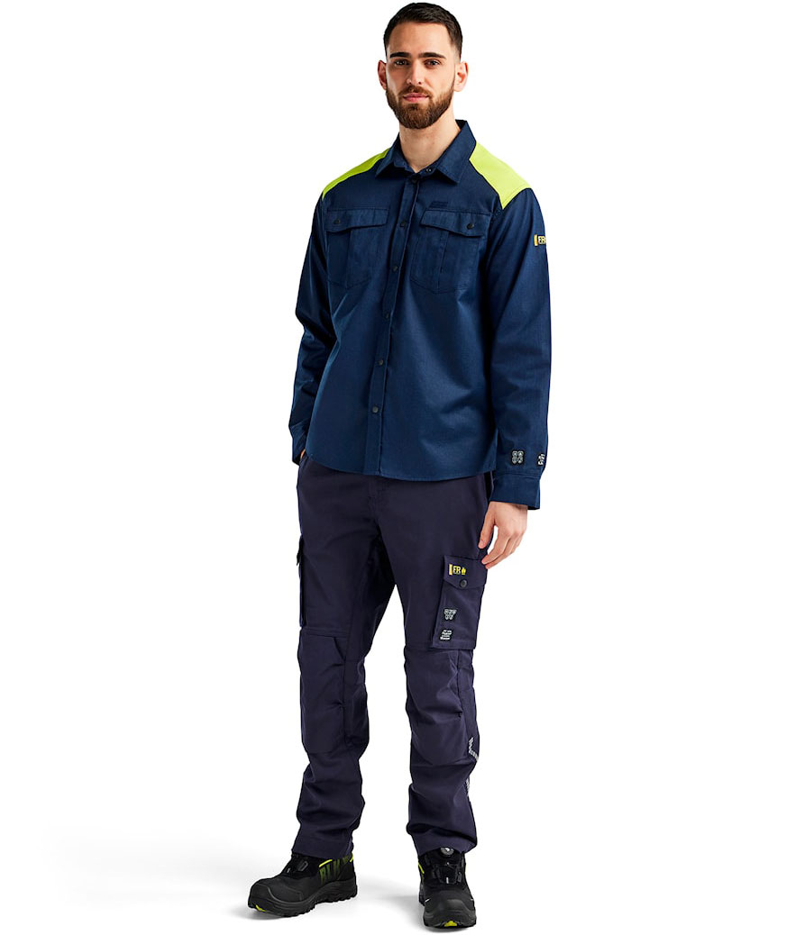 Bl&aring;kl&auml;der FR arbeidsbukse, Svart/Hi-Vis Gul