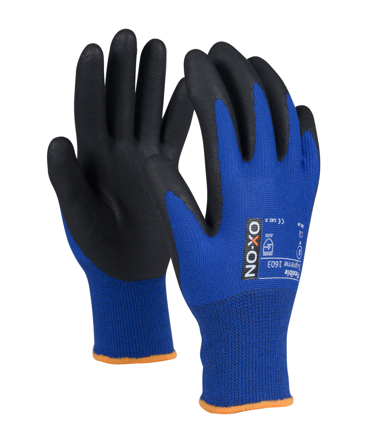 OX-ON Flexible Supreme 1603 arbetshandskar, Bl&aring;/Svart